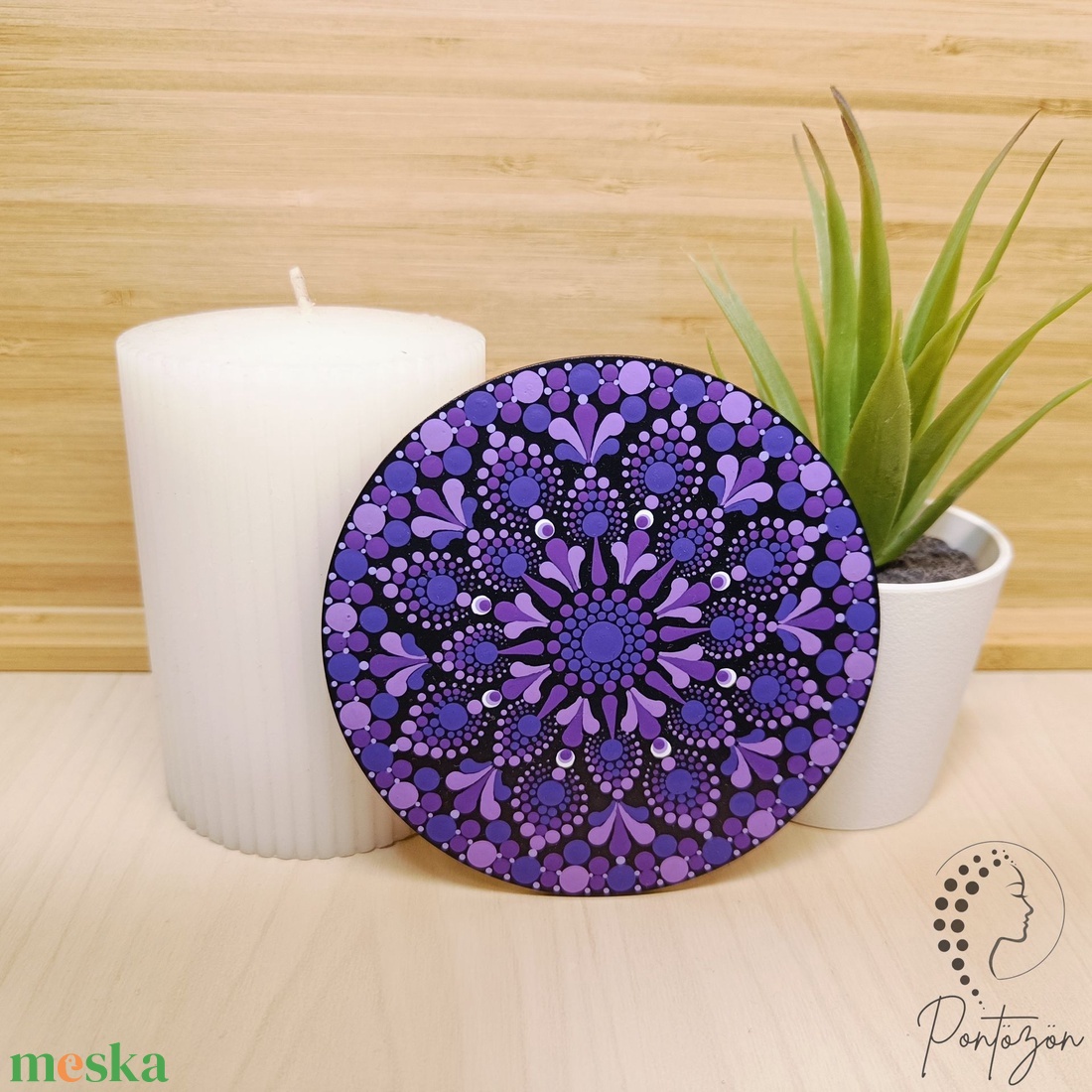 Lila pontozott poháralátét szett (4 db) - egyedi megrendelésre készült  - otthon & életmód - konyhafelszerelés, tálalás - tálalás - tányér- és poháralátét - Meska.hu