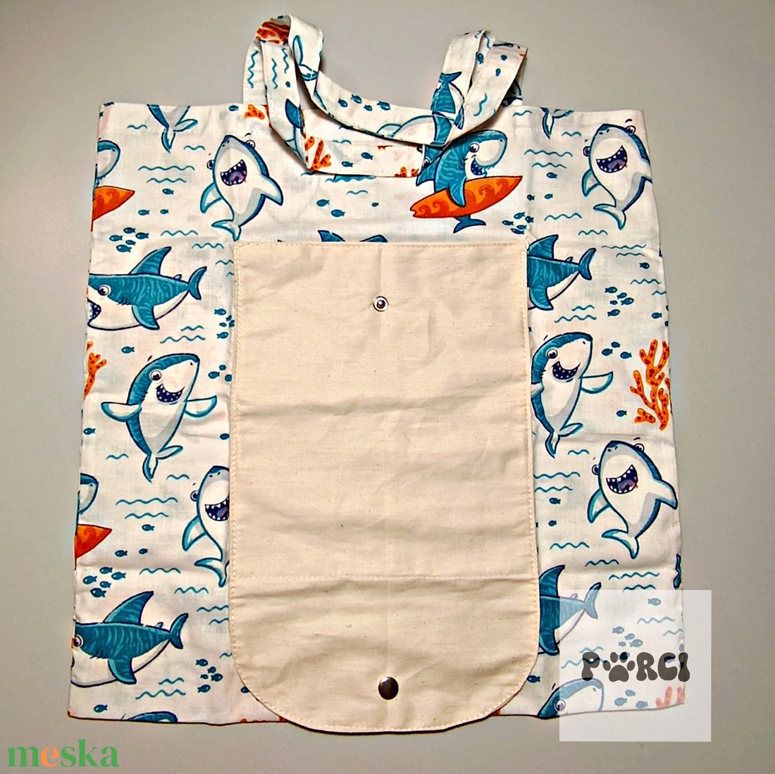bevásárló szatyor-cápás - táska & tok - bevásárlás & shopper táska - shopper, textiltáska, szatyor - Meska.hu