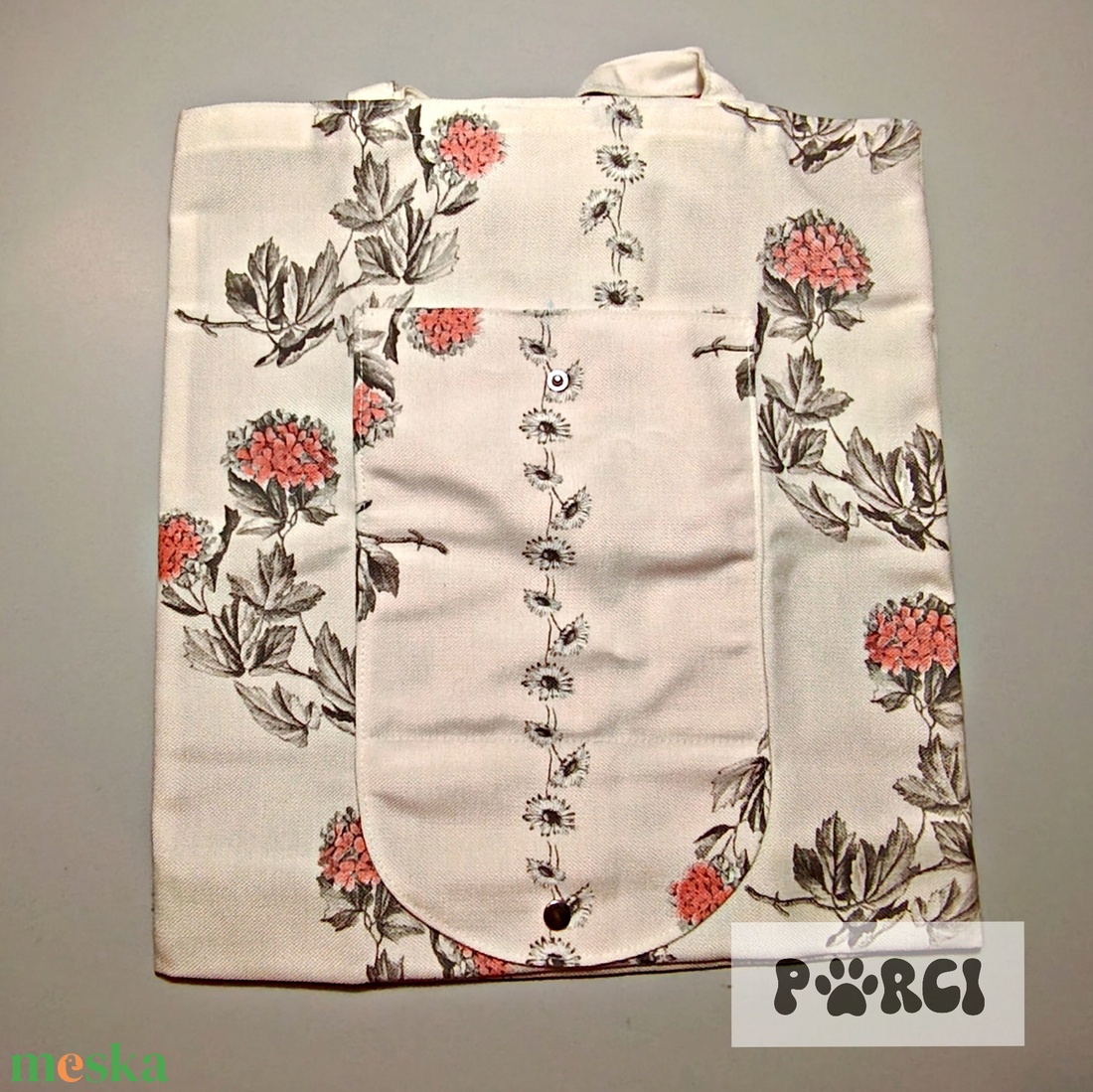 bevásárló szatyor-virág mintás - táska & tok - bevásárlás & shopper táska - shopper, textiltáska, szatyor - Meska.hu