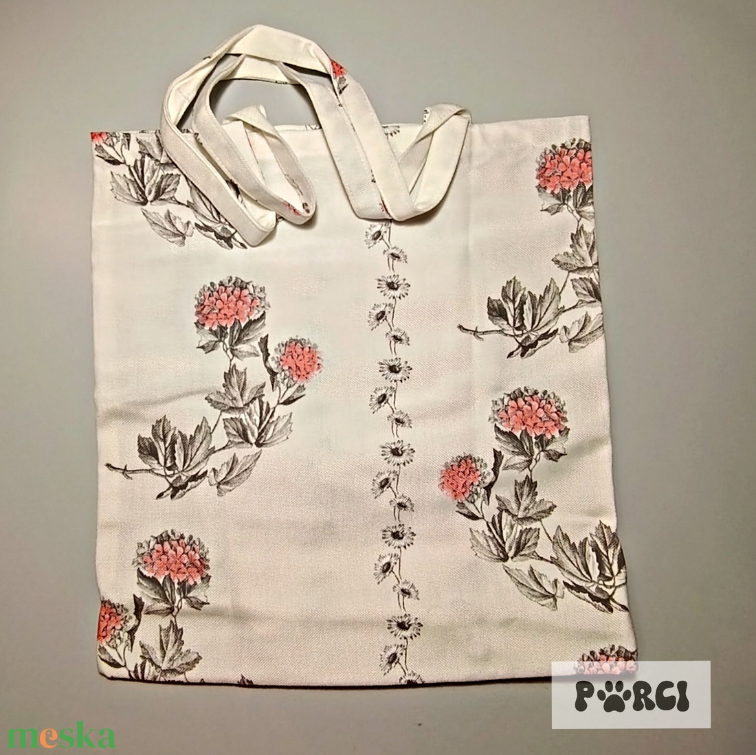 bevásárló szatyor-virág mintás - táska & tok - bevásárlás & shopper táska - shopper, textiltáska, szatyor - Meska.hu