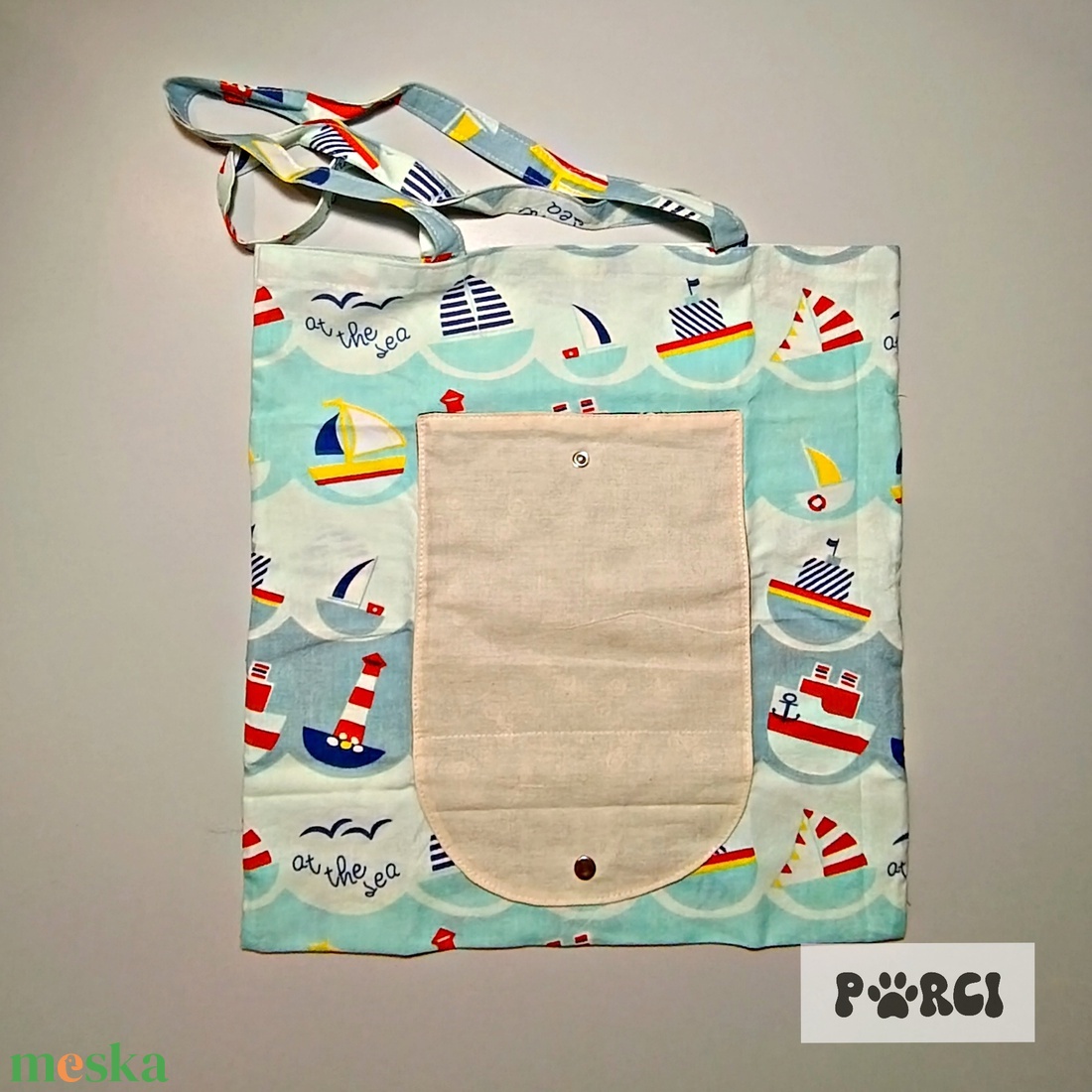 Összehajtható szatyor - tengerész  - táska & tok - bevásárlás & shopper táska - shopper, textiltáska, szatyor - Meska.hu