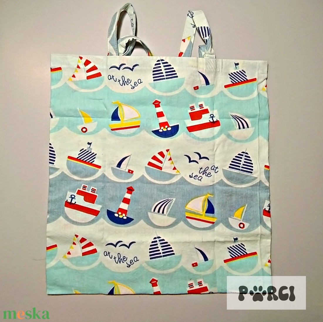 Összehajtható szatyor - tengerész  - táska & tok - bevásárlás & shopper táska - shopper, textiltáska, szatyor - Meska.hu