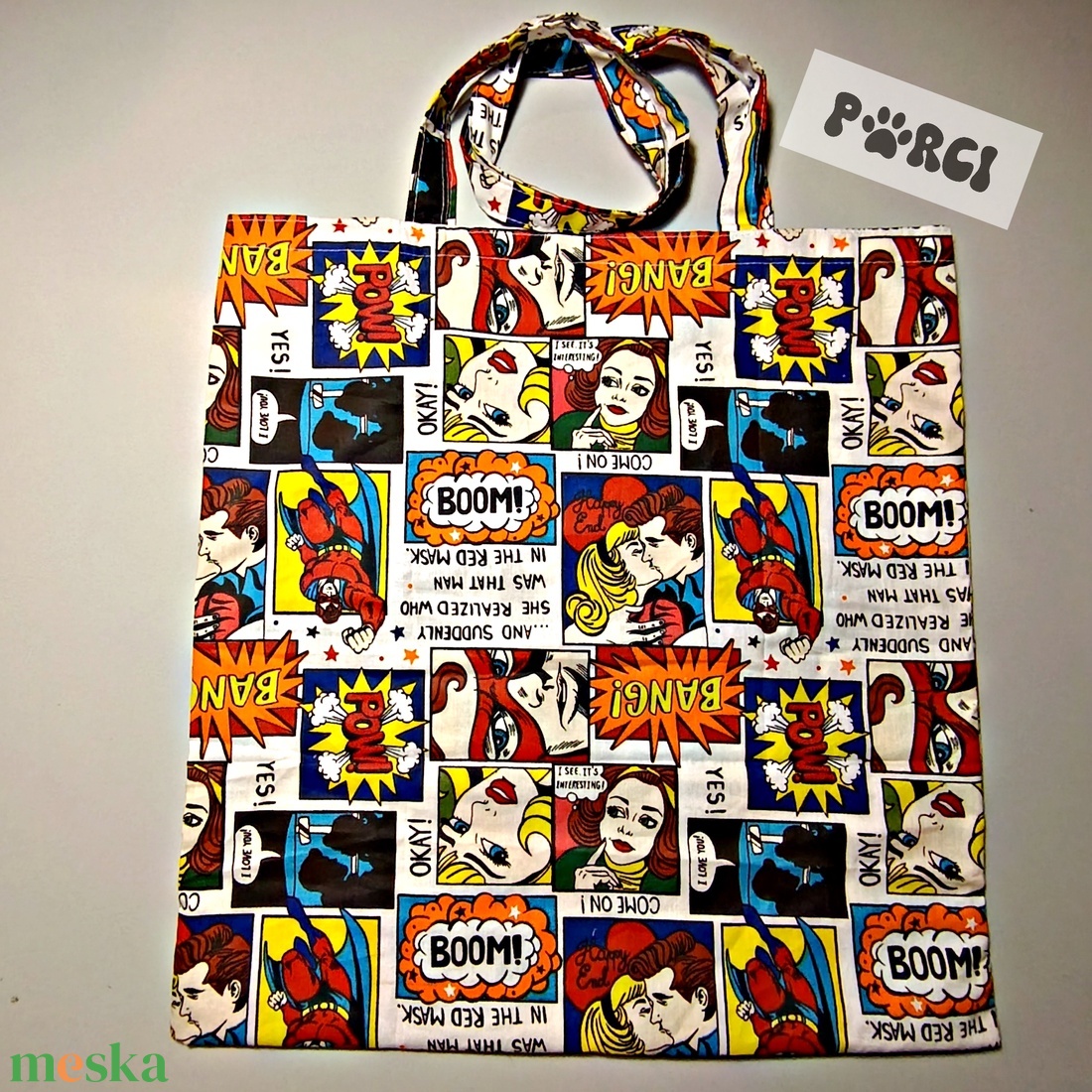Összehajtható szatyor - képregényes - táska & tok - bevásárlás & shopper táska - shopper, textiltáska, szatyor - Meska.hu