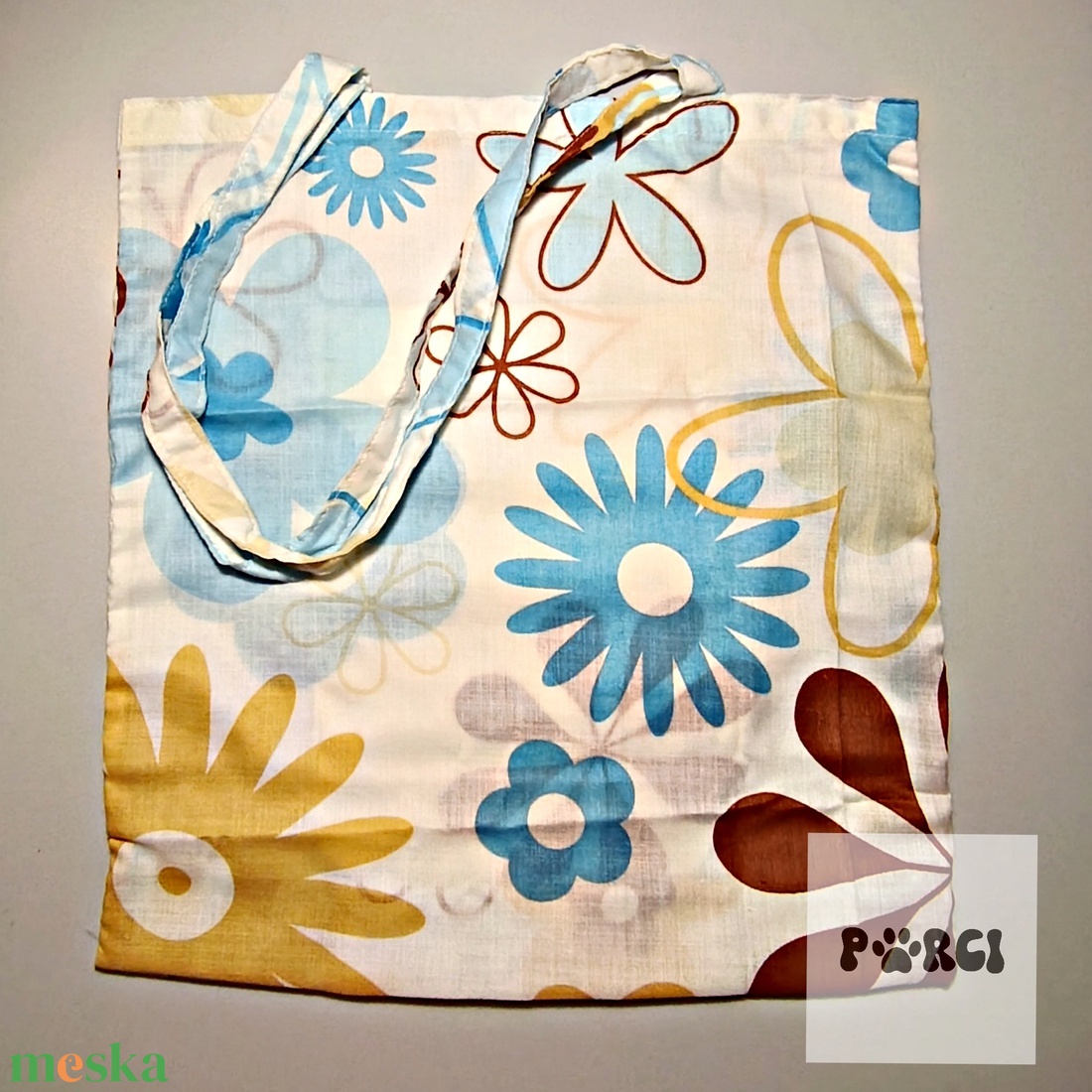 összehajtható szatyor - virágos - táska & tok - bevásárlás & shopper táska - shopper, textiltáska, szatyor - Meska.hu