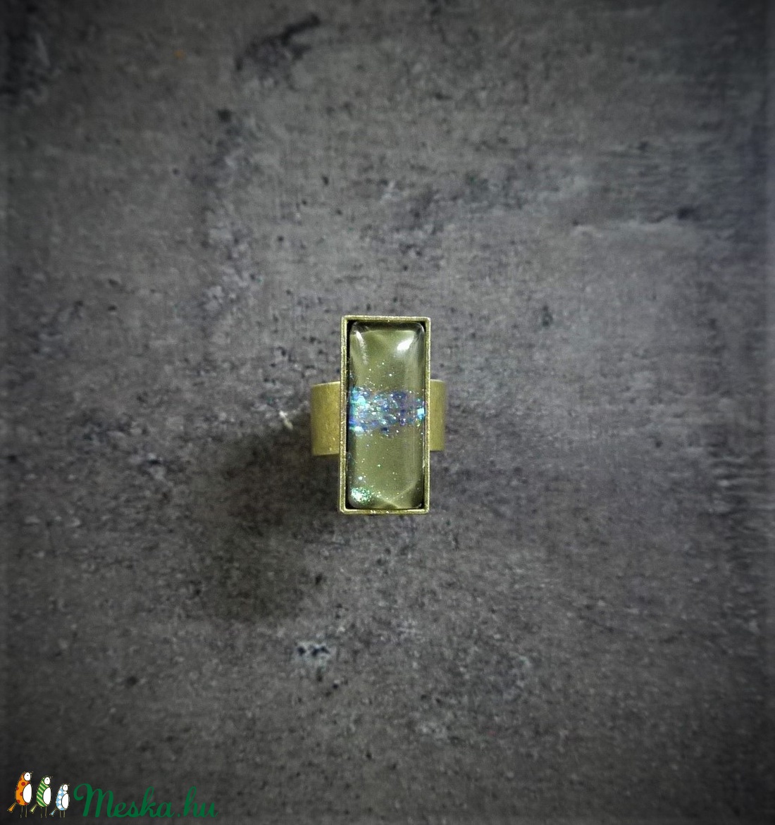 Festett üveg gyűrű (2,5x1 cm) - INGYEN POSTA - ékszer - gyűrű - üveglencsés gyűrű - Meska.hu