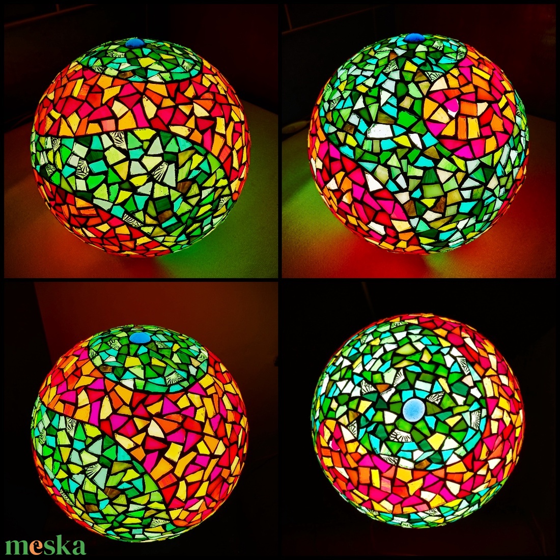 REKREDENC - Mozaik design, gömb hangulatlámpa, zöld/vörös (14) - otthon & életmód - lámpa - hangulatlámpa - Meska.hu