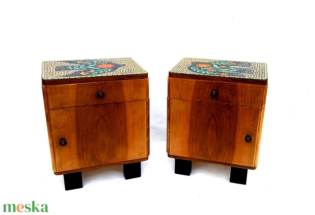 FOGLALVA! Mozaikkal dekorált, art deco éjjeliszekrény pár - otthon & életmód - bútor - szekrény - Meska.hu