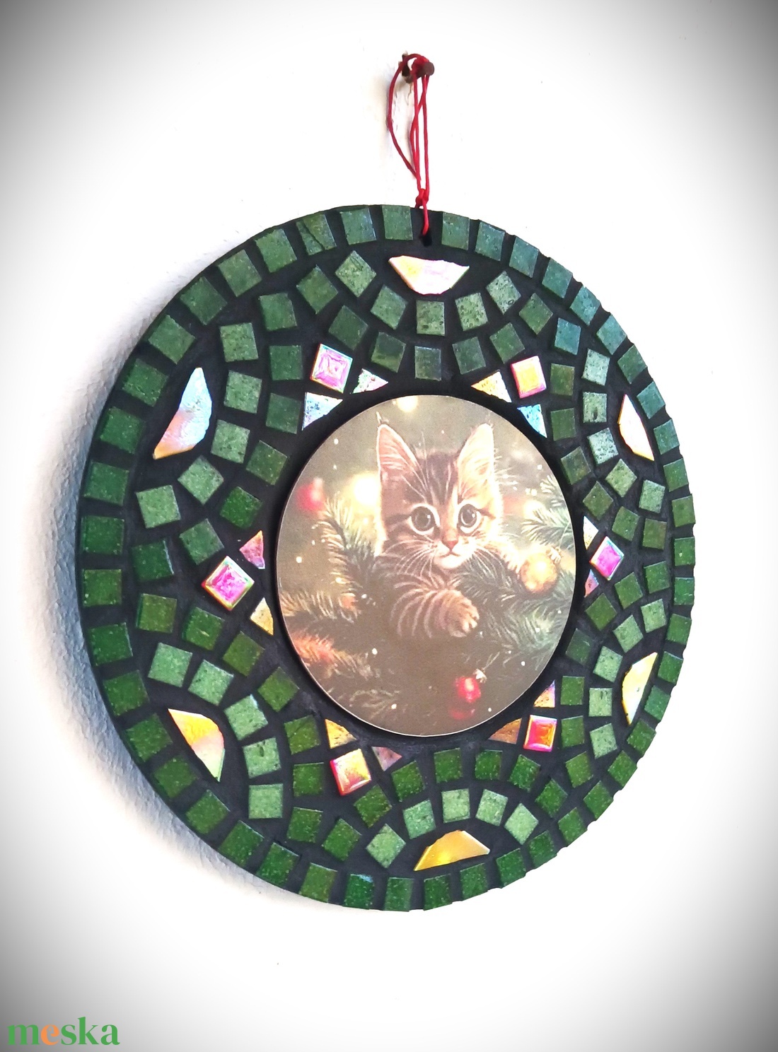 Mozaikos karácsonyi ajtódísz  kézzel készült ünnepi dekoráció - karácsony - karácsonyi lakásdekoráció - karácsonyi ajtódíszek - Meska.hu