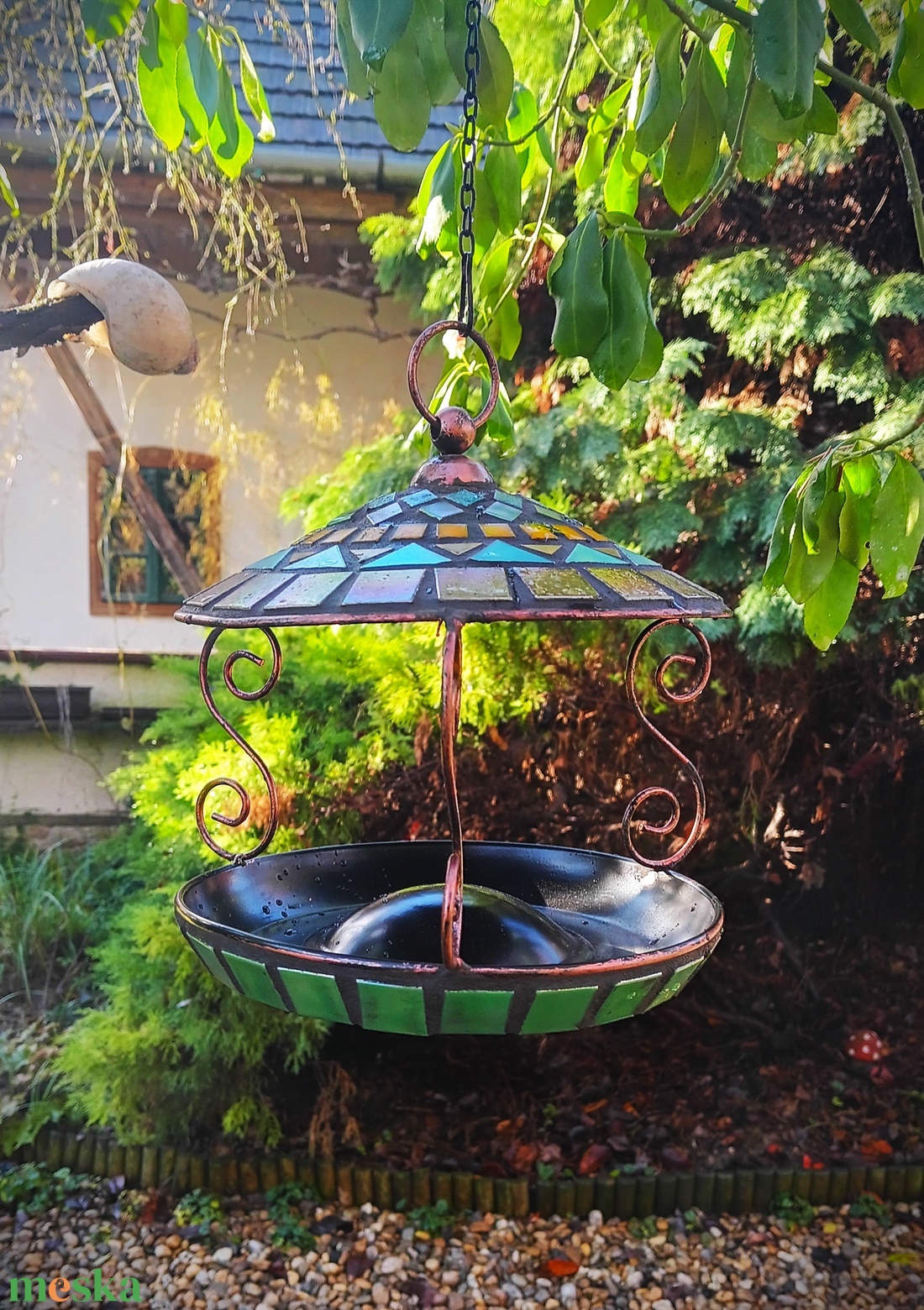 REKREDENC - Mozaikos, felfüggeszthető madáretető / madáritató (03) - otthon & életmód - ház & kert - madáretető & itató - Meska.hu