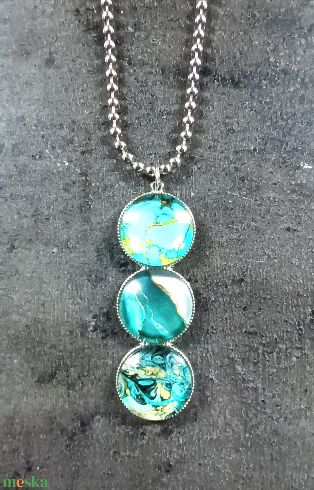 Három köves design medál, golyós láncon - INGYEN POSTA - ékszer - nyaklánc - medálos nyaklánc - Meska.hu