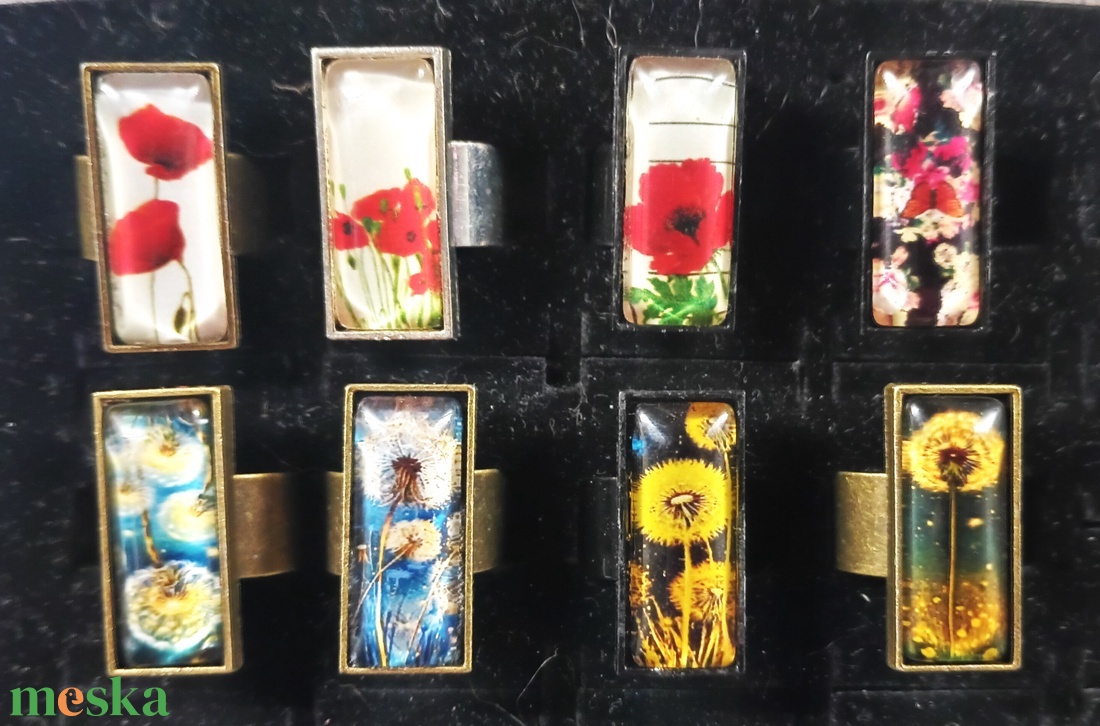 Festett üveg gyűrűk (2,5x1 cm) - INGYEN POSTA - ékszer - gyűrű - üveglencsés gyűrű - Meska.hu