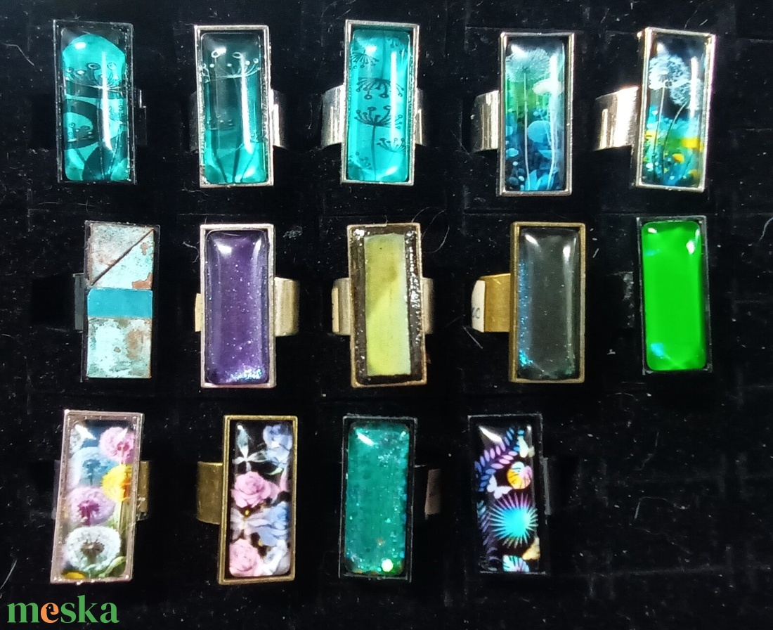 Festett üveg gyűrűk (2,5x1 cm) - INGYEN POSTA - ékszer - gyűrű - üveglencsés gyűrű - Meska.hu