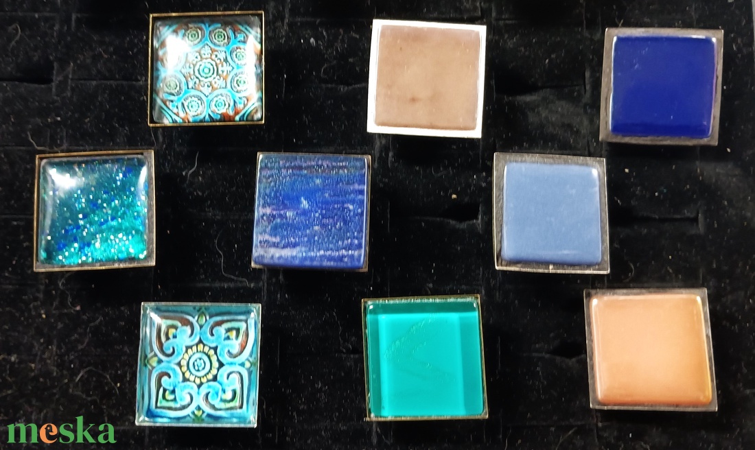 Üvegmozaik gyűrűk több színben (2,5x2,5 cm)   - ékszer - gyűrű - üveglencsés gyűrű - Meska.hu