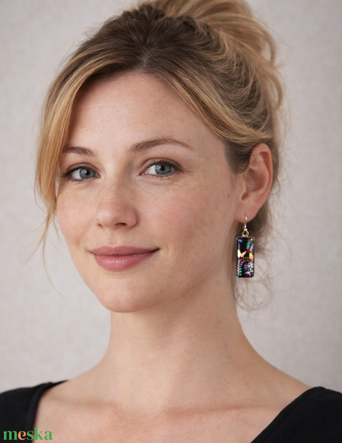 Festett üveg fülbevaló - téglalap (f40)  több féle / INGYEN POSTA! - ékszer - fülbevaló - lógó fülbevaló - Meska.hu