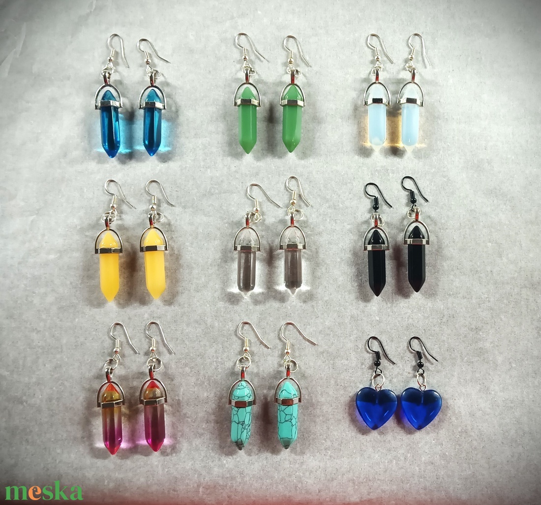 Kristályforma fülbevalók  /több féle/   - INGYEN POSTA - ékszer - fülbevaló - lógó fülbevaló - Meska.hu