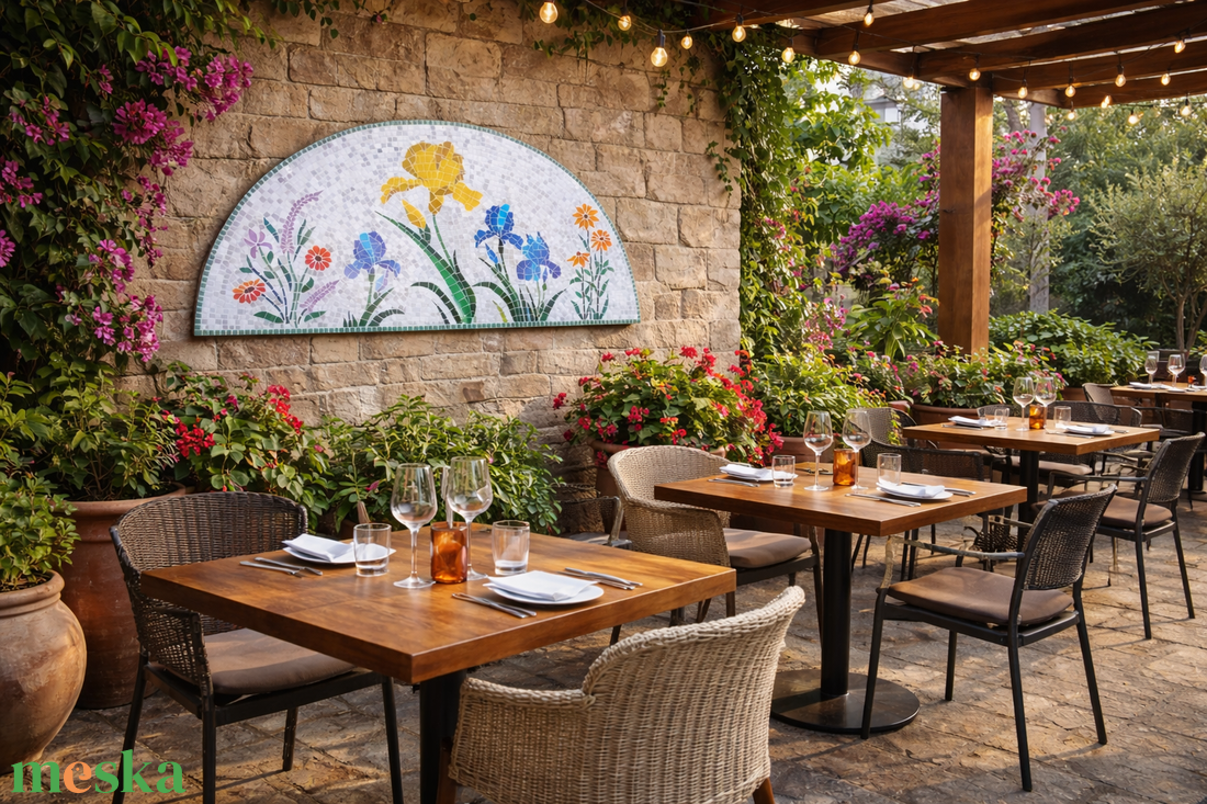 REKREDENC - Virágos mozaik falikép � kézműves, kültéri, 100 cm - otthon & életmód - dekoráció - kép & falikép - mozaik kép - Meska.hu