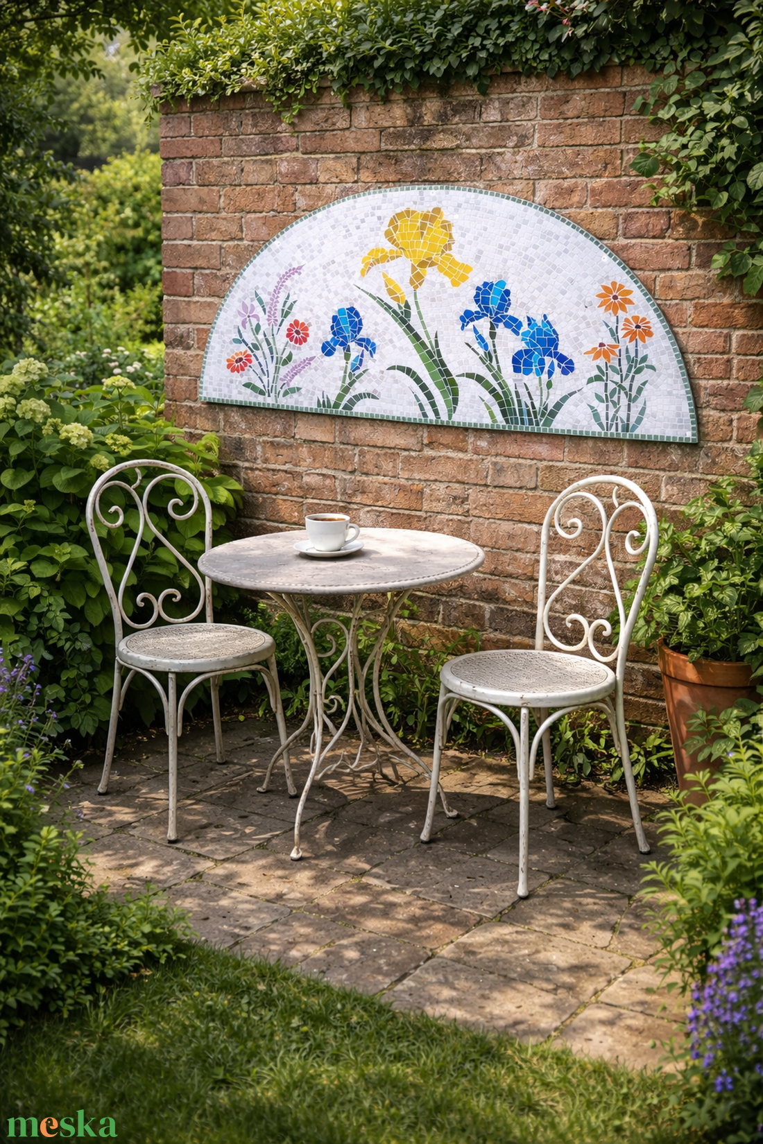 REKREDENC - Virágos mozaik falikép � kézműves, kültéri, 100 cm - otthon & életmód - dekoráció - kép & falikép - mozaik kép - Meska.hu