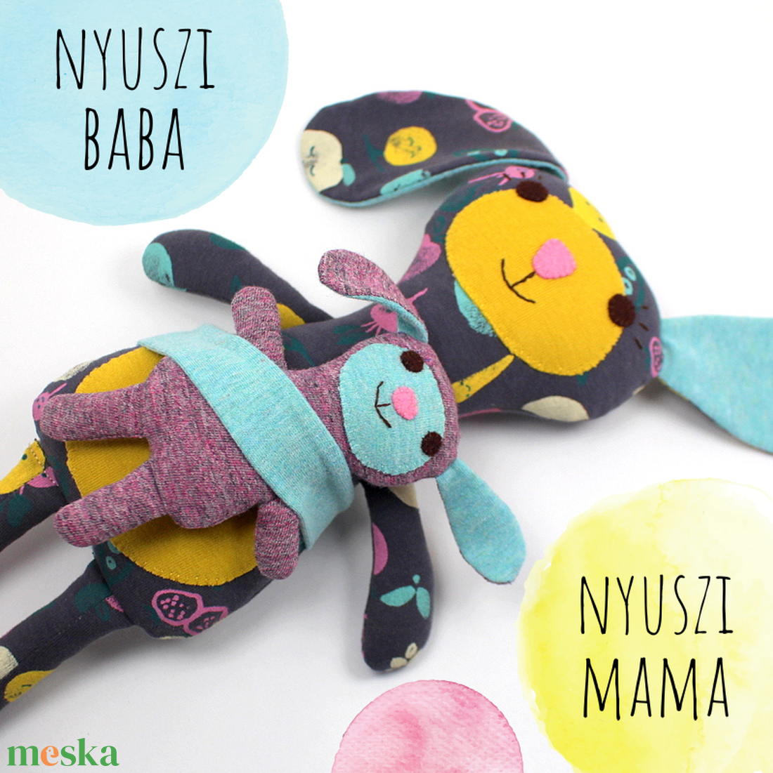 Húsvéti Nyuszi Baba, Plüss Nyuszi Baba, Színes Nyuszi Baba, Rongybaba, Játékbaba - BONZO akciós termékkép 1