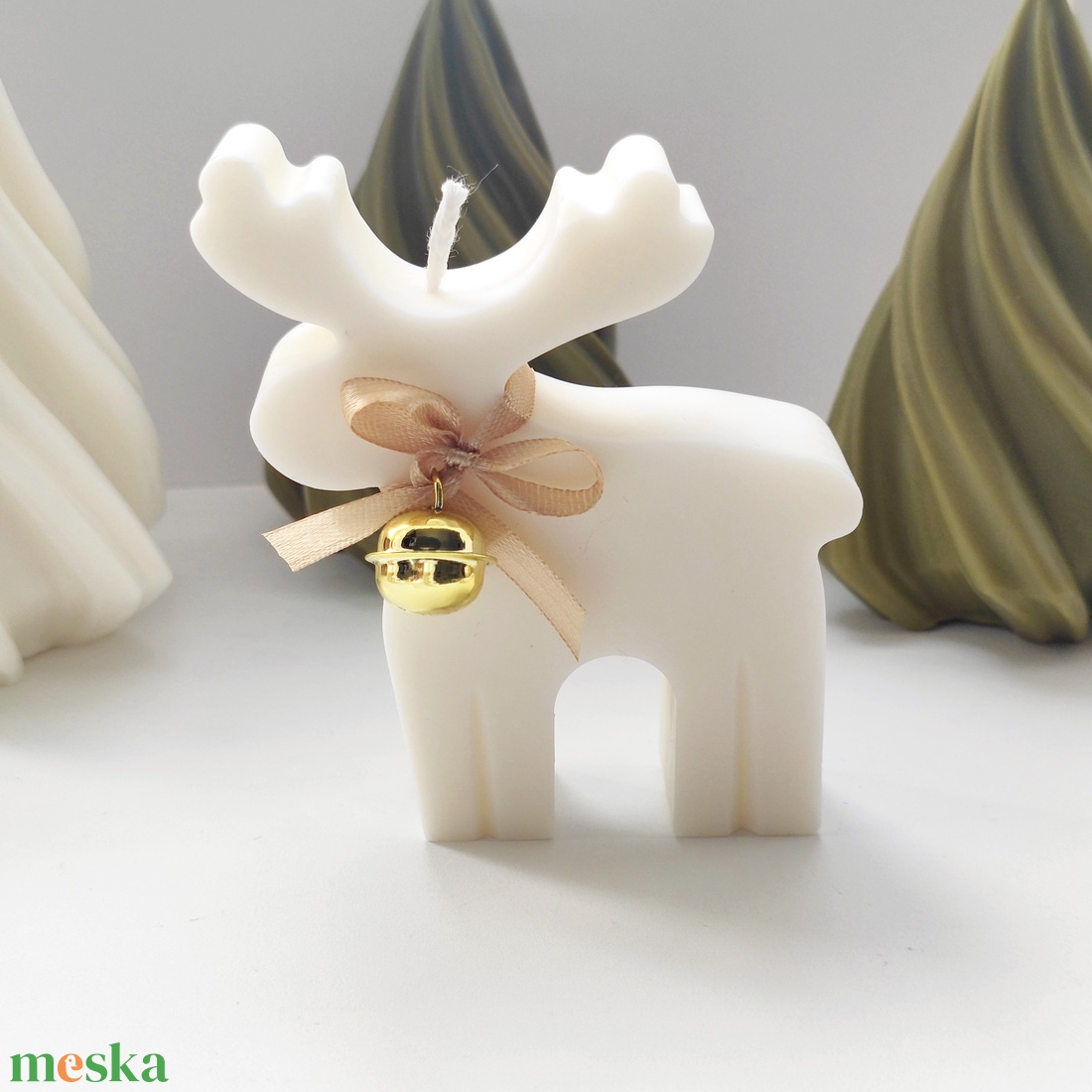 Rénszarvas szójaviasz gyertya - karácsony - karácsonyi lakásdekoráció - karácsonyi illatgyertya, mécses - Meska.hu