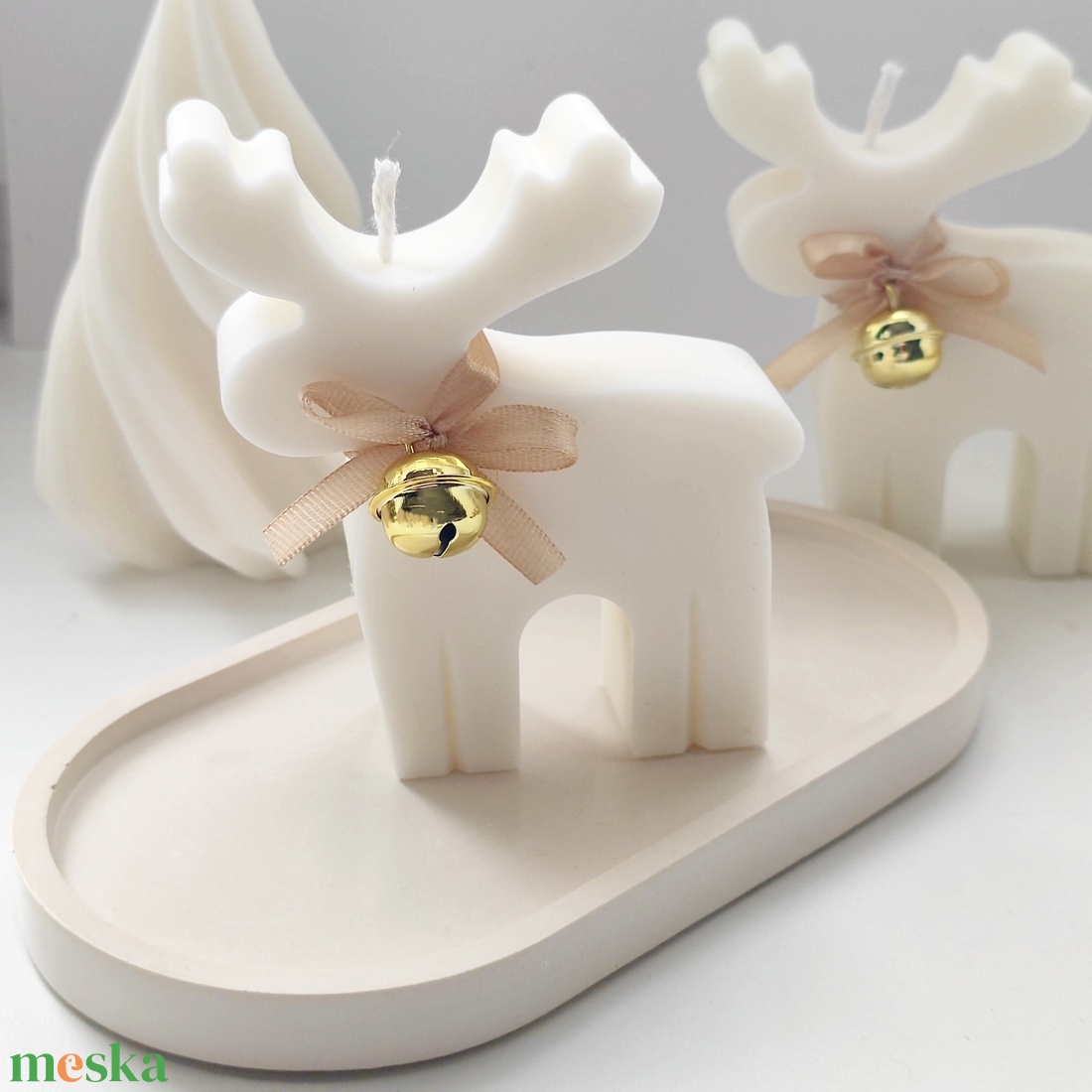 Rénszarvas szójaviasz gyertya - karácsony - karácsonyi lakásdekoráció - karácsonyi illatgyertya, mécses - Meska.hu