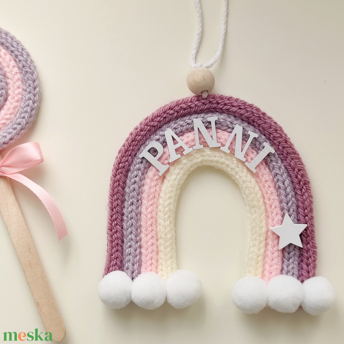 Mályvacukor szivárvány falidísz - névre szóló S - baba - mama - babaszoba dekoráció - babanév dekoráció - Meska.hu