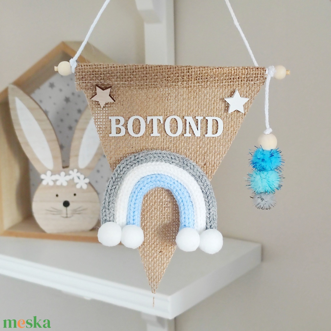  Szivárvány zászló - névre szóló - baba - mama - babaszoba dekoráció - babanév dekoráció - Meska.hu