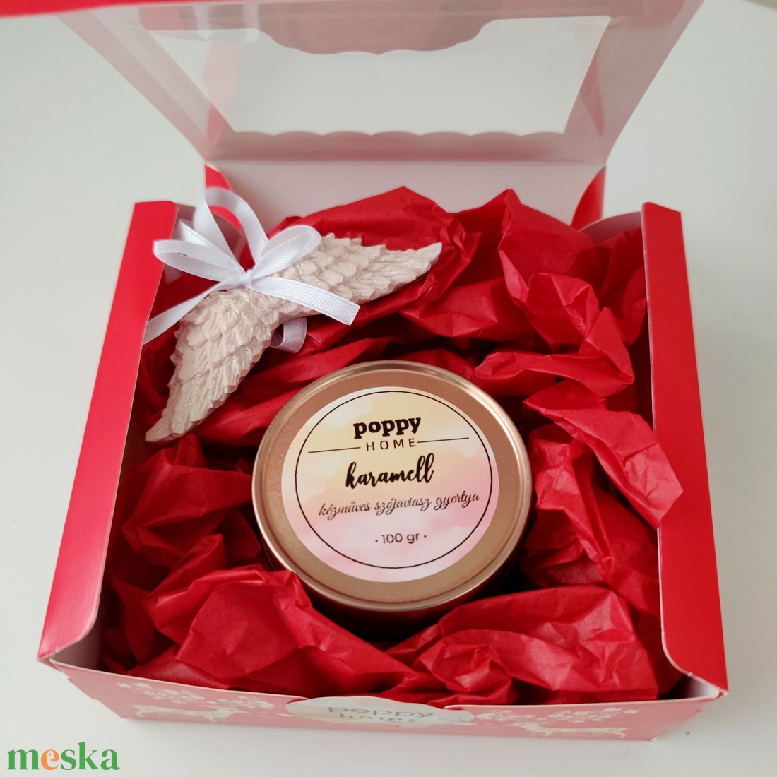 Fa kanócos szójaviasz gyertya karácsonyi ajándékdobozban - otthon & életmód - gyertya, illat, aroma - gyertya - Meska.hu