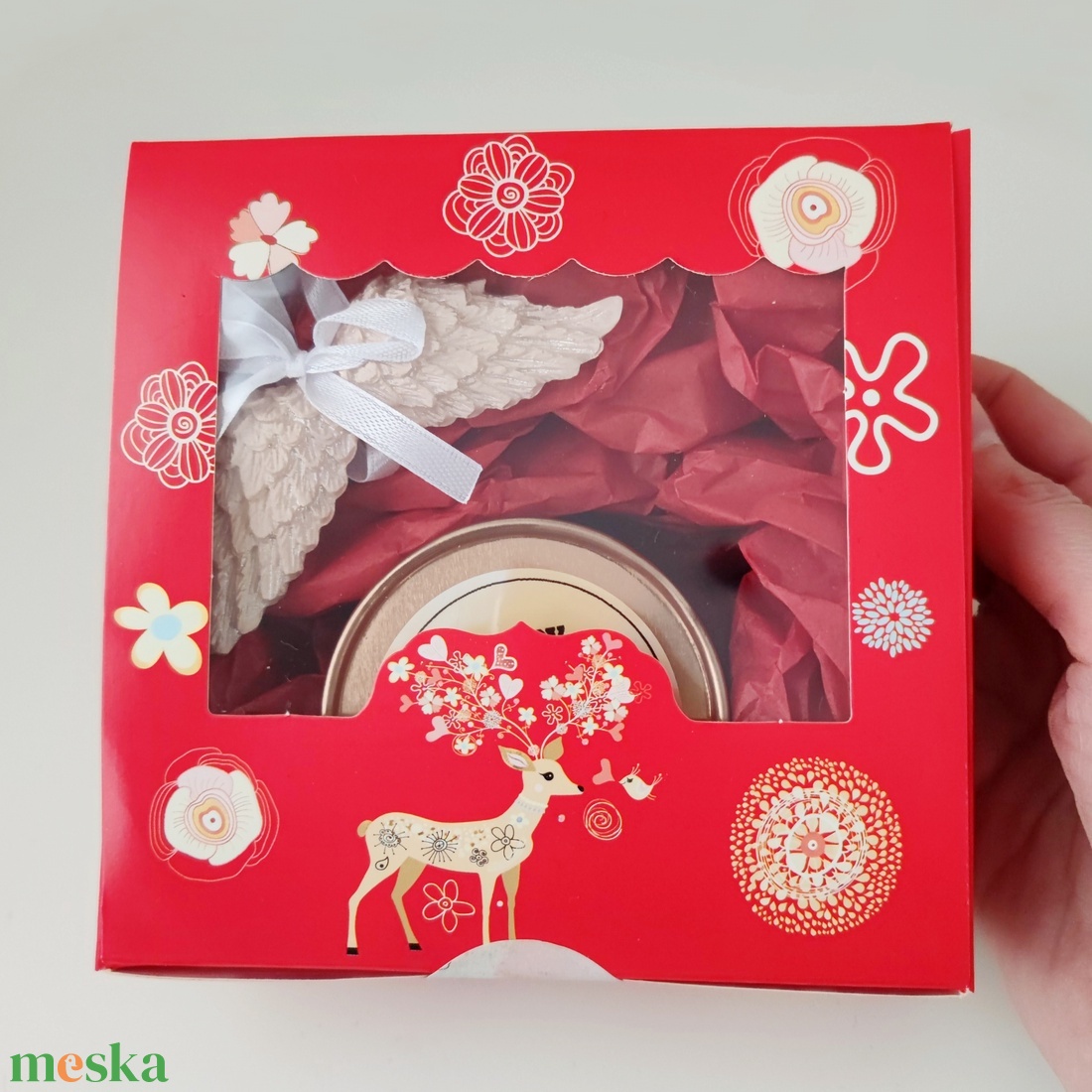 Fa kanócos szójaviasz gyertya karácsonyi ajándékdobozban - otthon & életmód - gyertya, illat, aroma - gyertya - Meska.hu