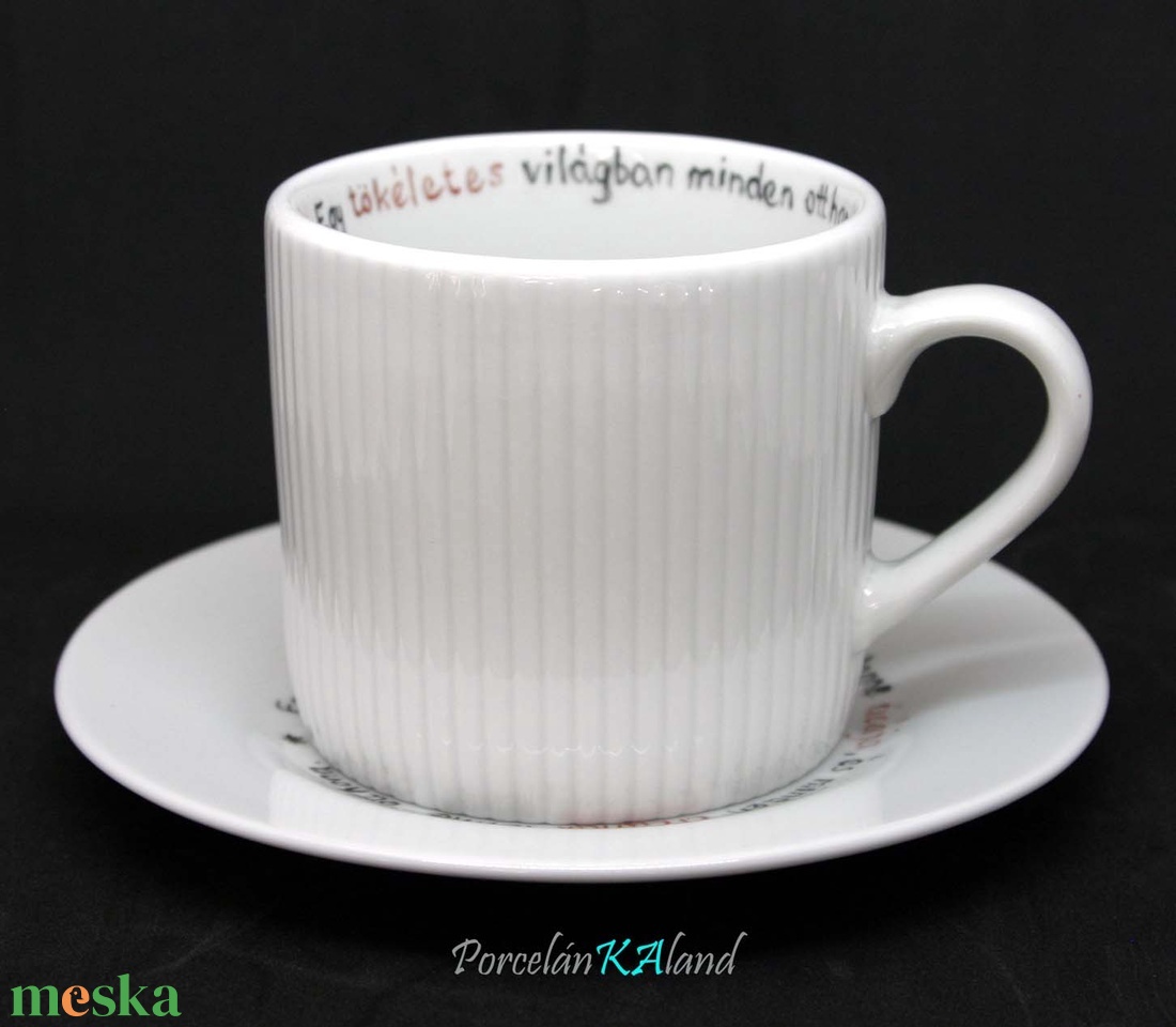 Teás csésze és tányérka cica-rajongóknak - otthon & életmód - konyhafelszerelés, tálalás - tálalás - tányér & étkészlet - Meska.hu