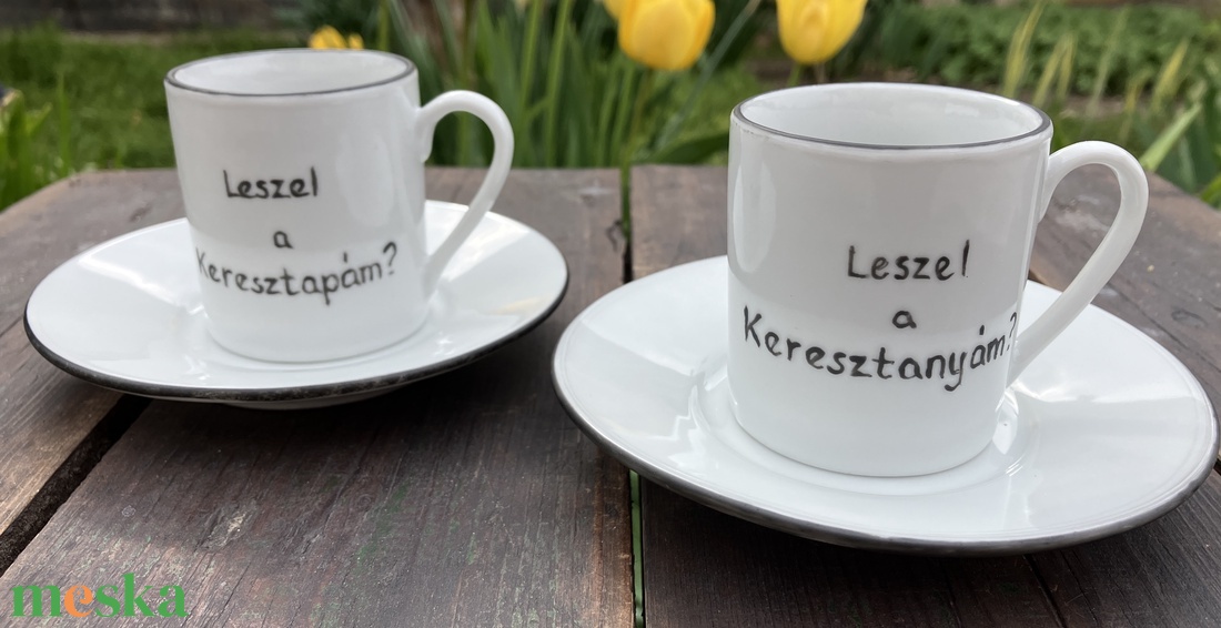 Keresztszülő-felkérő rövidkávés csészék, párban - otthon & életmód - konyhafelszerelés, tálalás - tálalás - teás- és kávés pohár, készlet - Meska.hu