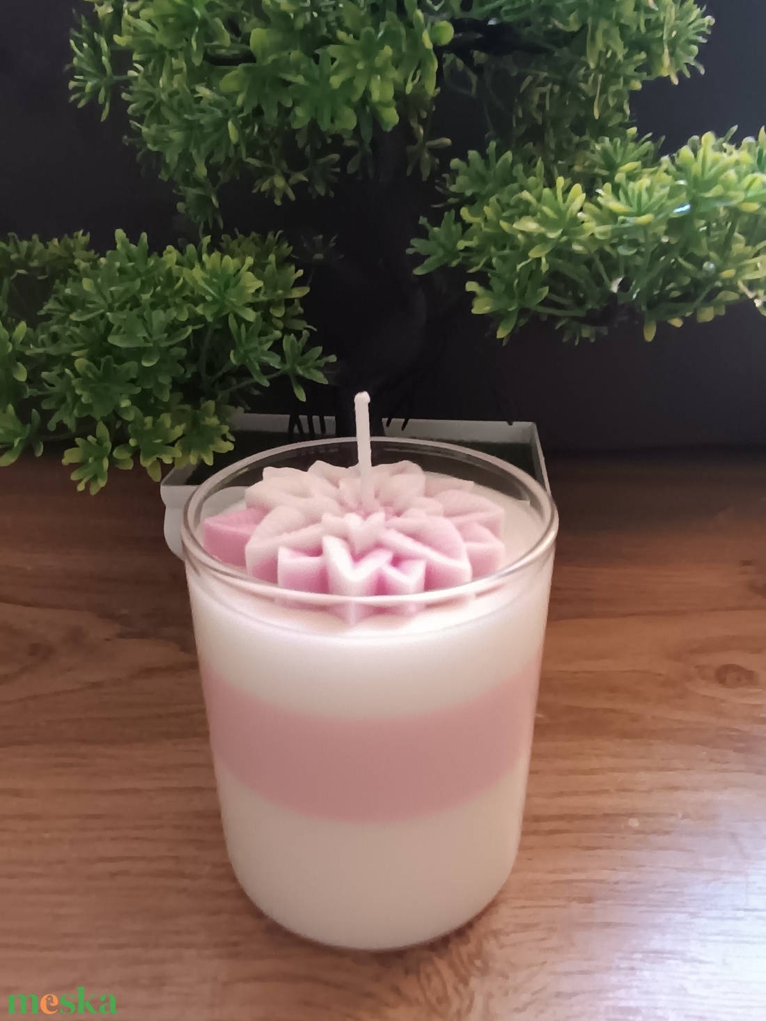 Kézműves réteges gyertya virággal  - otthon & életmód - gyertya, illat, aroma - gyertya - Meska.hu
