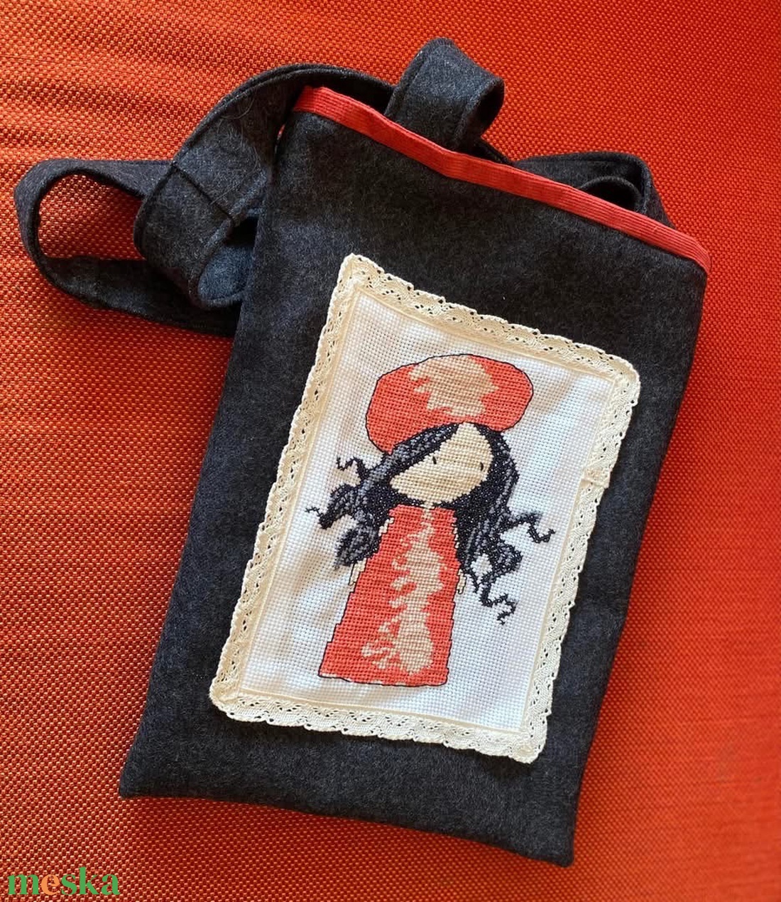 Táska, keresztszemes míntával hímzett - táska & tok - bevásárlás & shopper táska - shopper, textiltáska, szatyor - Meska.hu