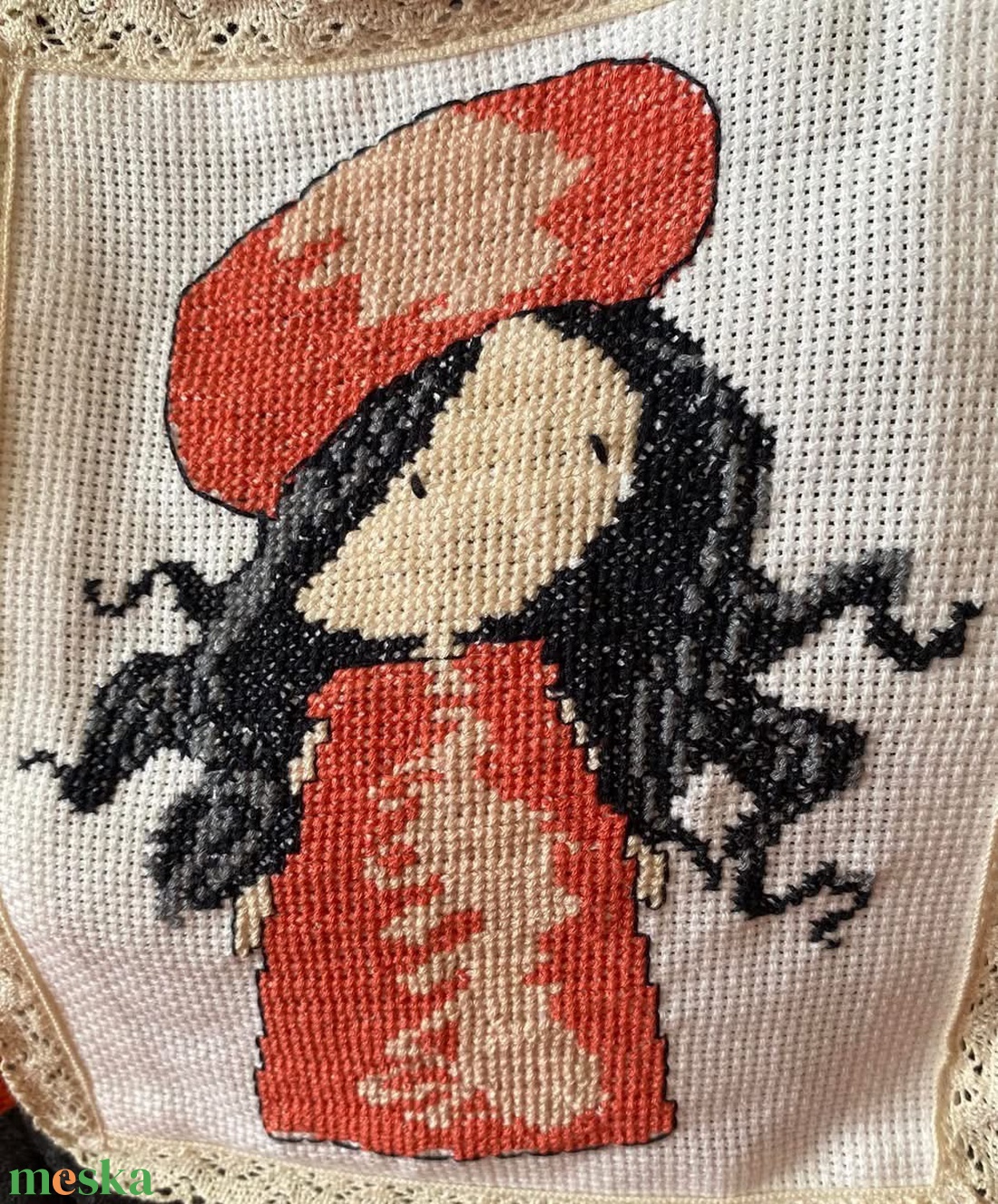 Táska, keresztszemes míntával hímzett - táska & tok - bevásárlás & shopper táska - shopper, textiltáska, szatyor - Meska.hu