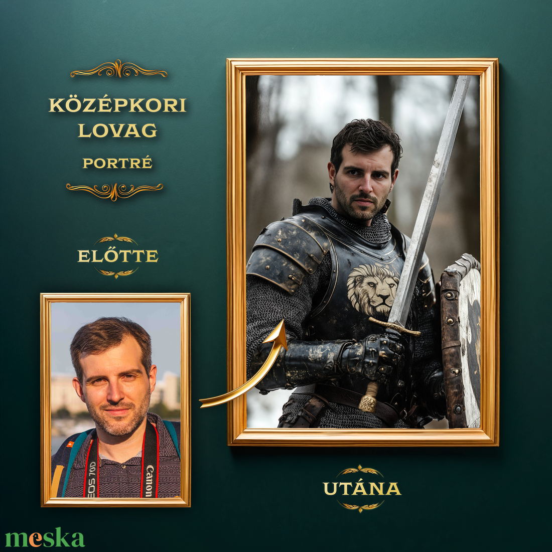 Középkori Lovag Portré a Fotódból (no.1), Ajándék Férfiaknak - művészet - grafika & illusztráció - digitális - Meska.hu