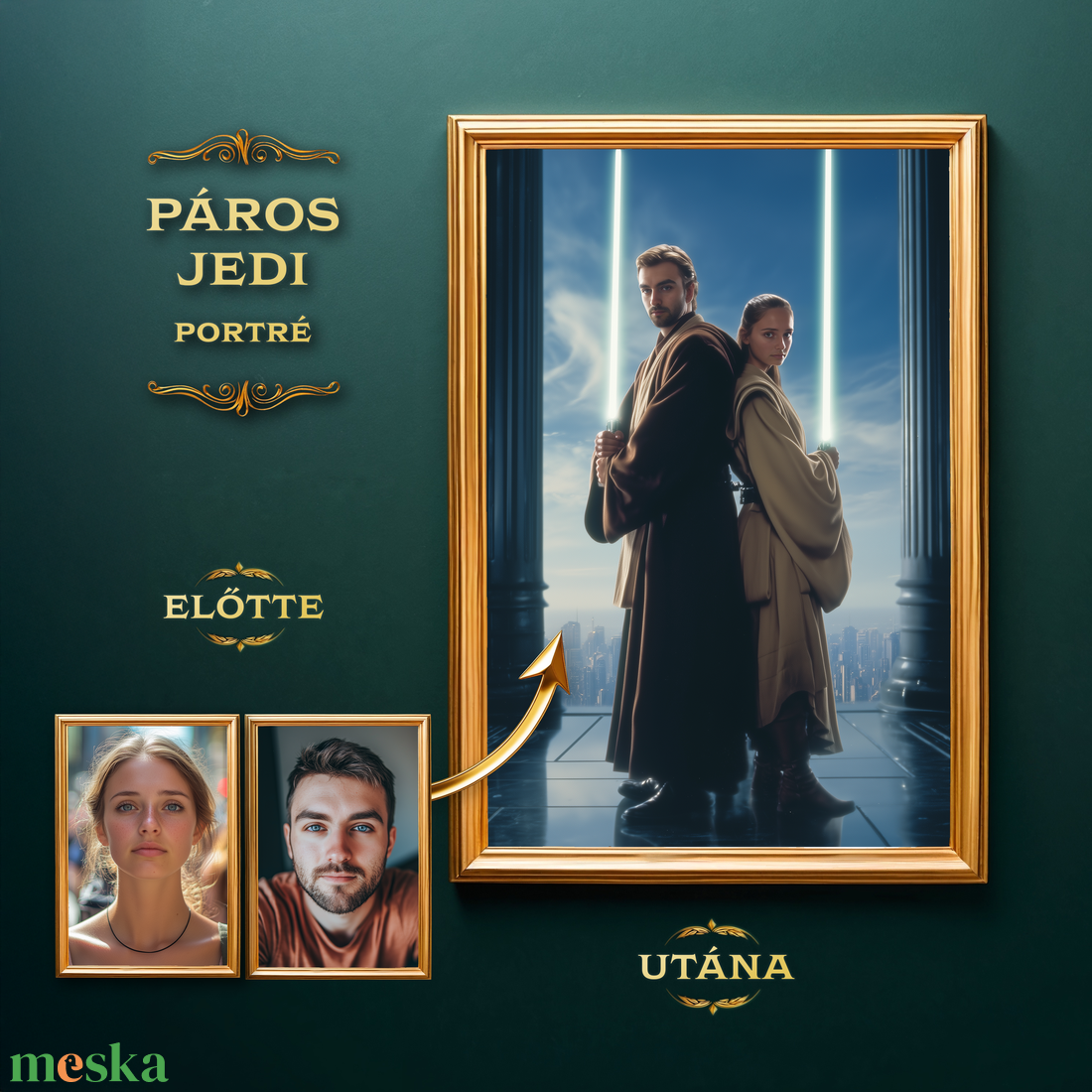 Páros Jedi portré fotóból, Star Wars Ajándék pároknak (no.1) - művészet - grafika & illusztráció - digitális - Meska.hu