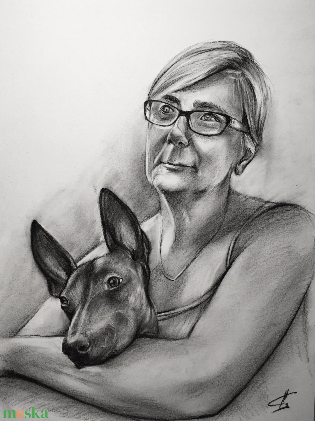  kutya portré rajzolás / szénceruza - 1 személyes / Ajándékozz szénceruza portrét - művészet - portré & karikatúra - portré - Meska.hu