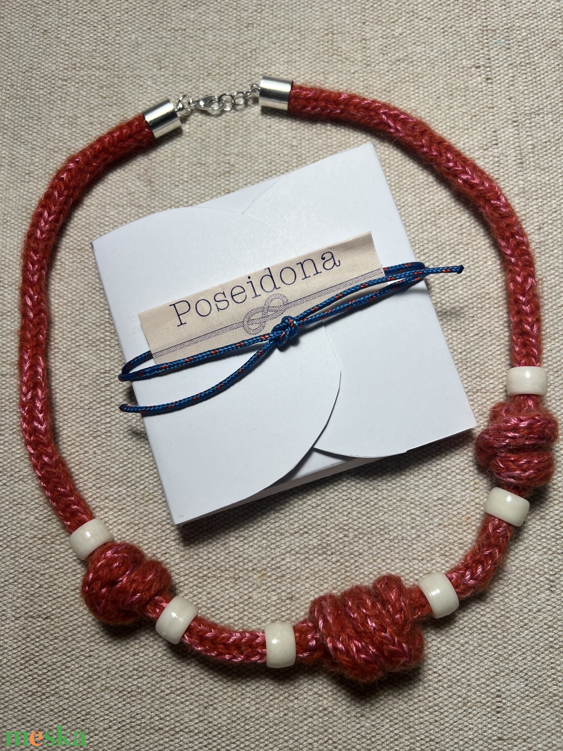 Téli kötött nyaklánc - ékszer - nyaklánc - medál nélküli nyaklánc - Meska.hu