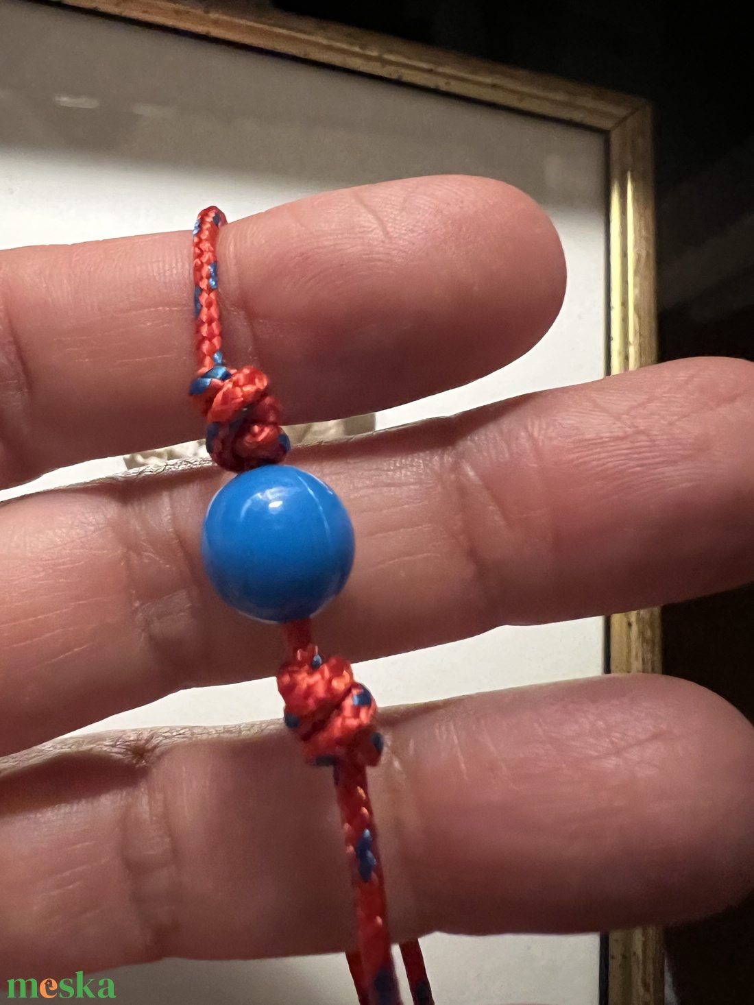 Karkötő kék gyönggyel - ékszer - karkötő - gyöngyös karkötő - Meska.hu