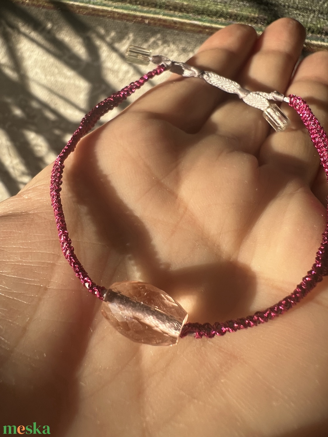 Vékony makramézott karkötő - ékszer - karkötő - fonott karkötő - Meska.hu