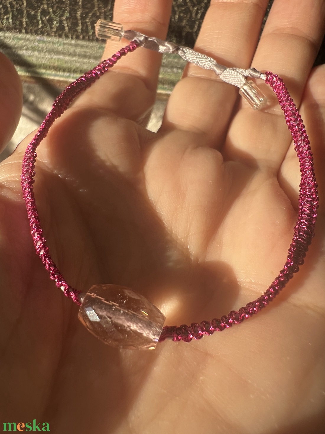 Vékony makramézott karkötő - ékszer - karkötő - fonott karkötő - Meska.hu