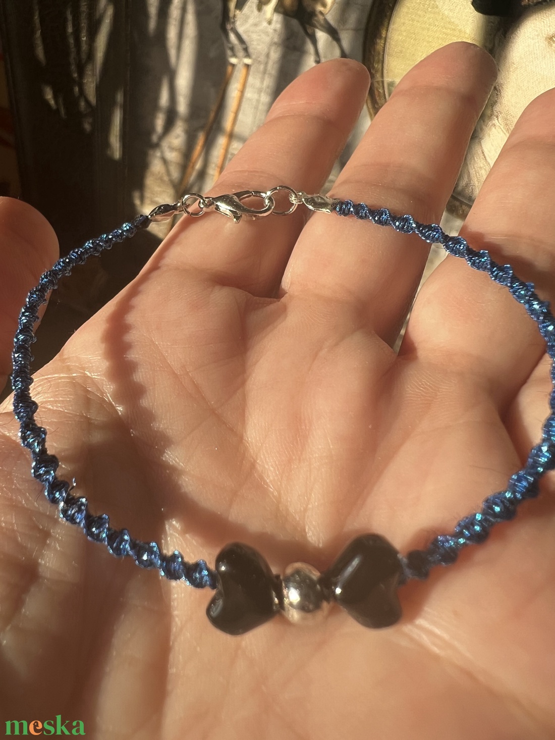 Vékony makramézott karkötő - ékszer - karkötő - fonott karkötő - Meska.hu