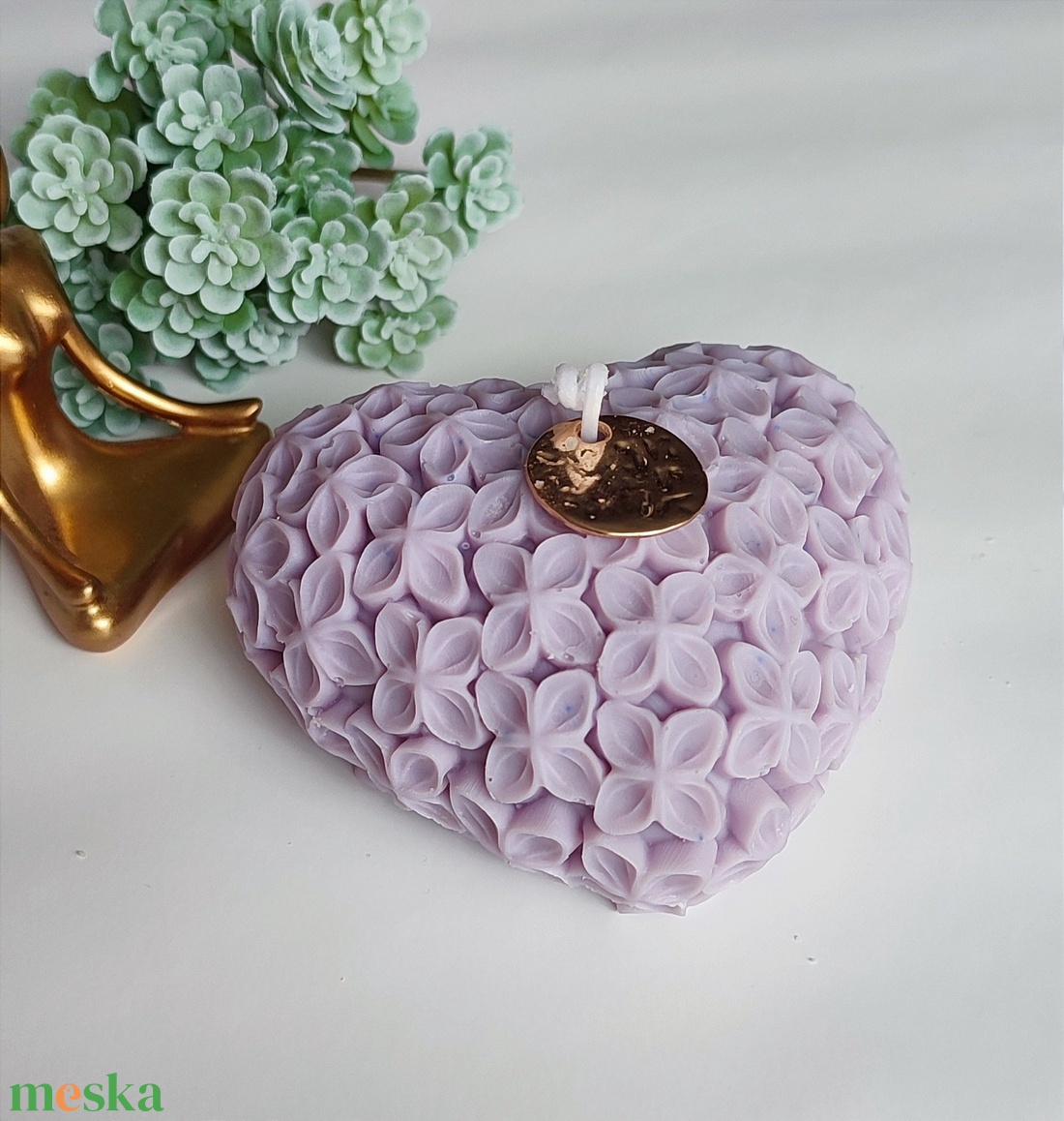 Orgona mintás szív gyertya lila - otthon & életmód - gyertya, illat, aroma - gyertya - Meska.hu