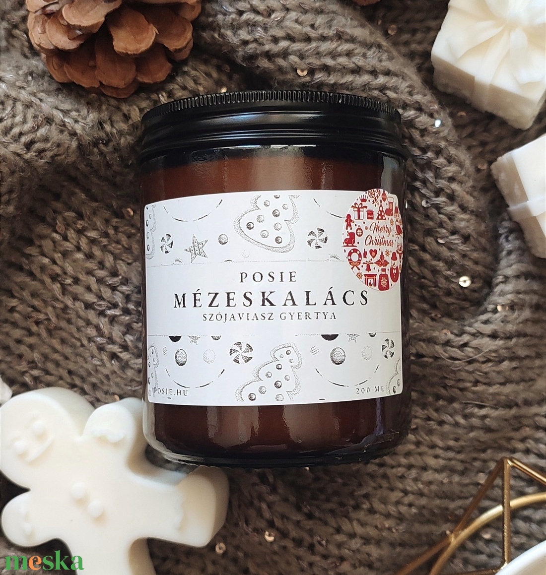 Mézeskalács szójaviasz illatgyertya - karácsony - karácsonyi lakásdekoráció - karácsonyi illatgyertya, mécses - Meska.hu