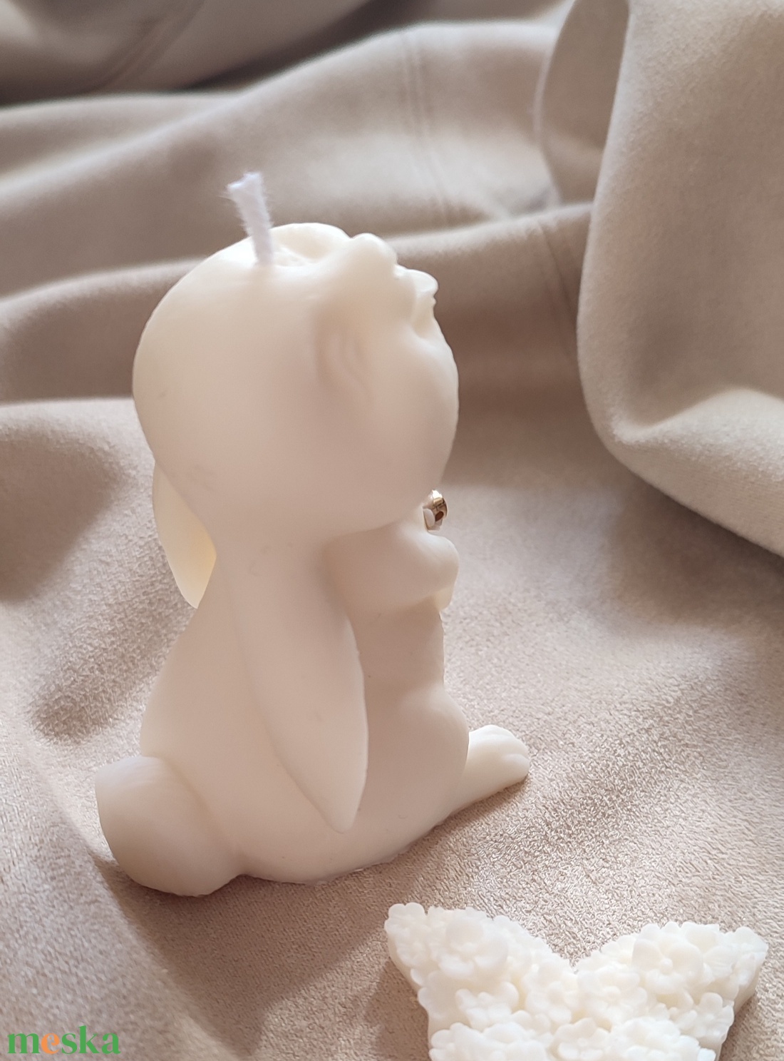 Aranyszívű fehér húsvéti nyuszi - otthon & életmód - gyertya, illat, aroma - gyertya - Meska.hu