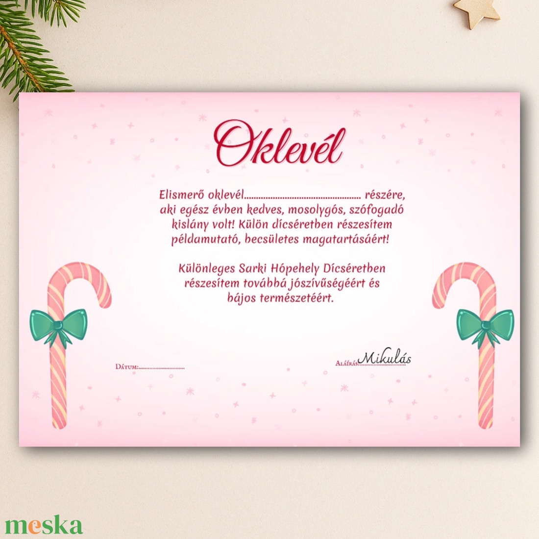 Mikulás levél és oklevél kislányoknak - karácsony - mikulás - mikulás ajándékok - Meska.hu
