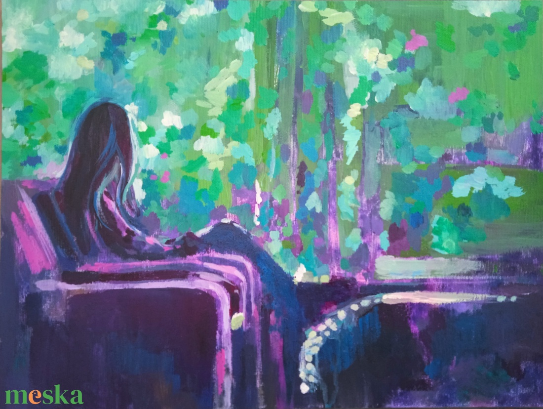 Zöld terasz - művészet - festmény - akril - Meska.hu