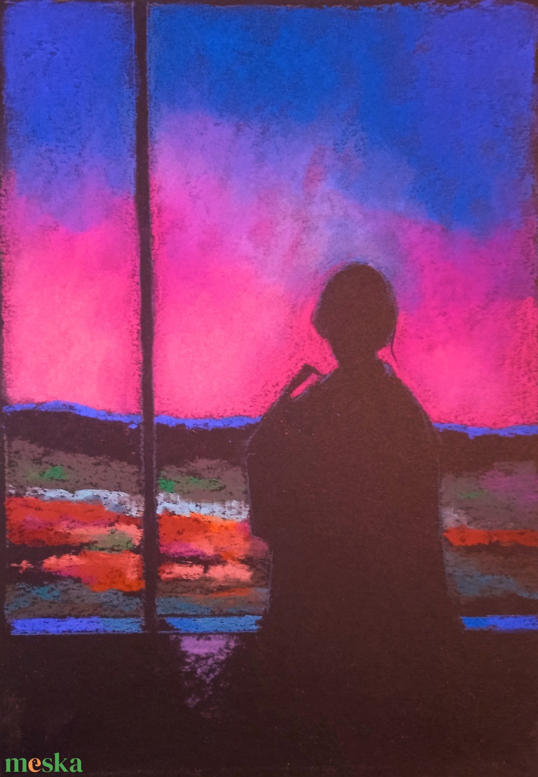 Alkonyat - szín/alak tanulmány - művészet - festmény - pasztell - Meska.hu