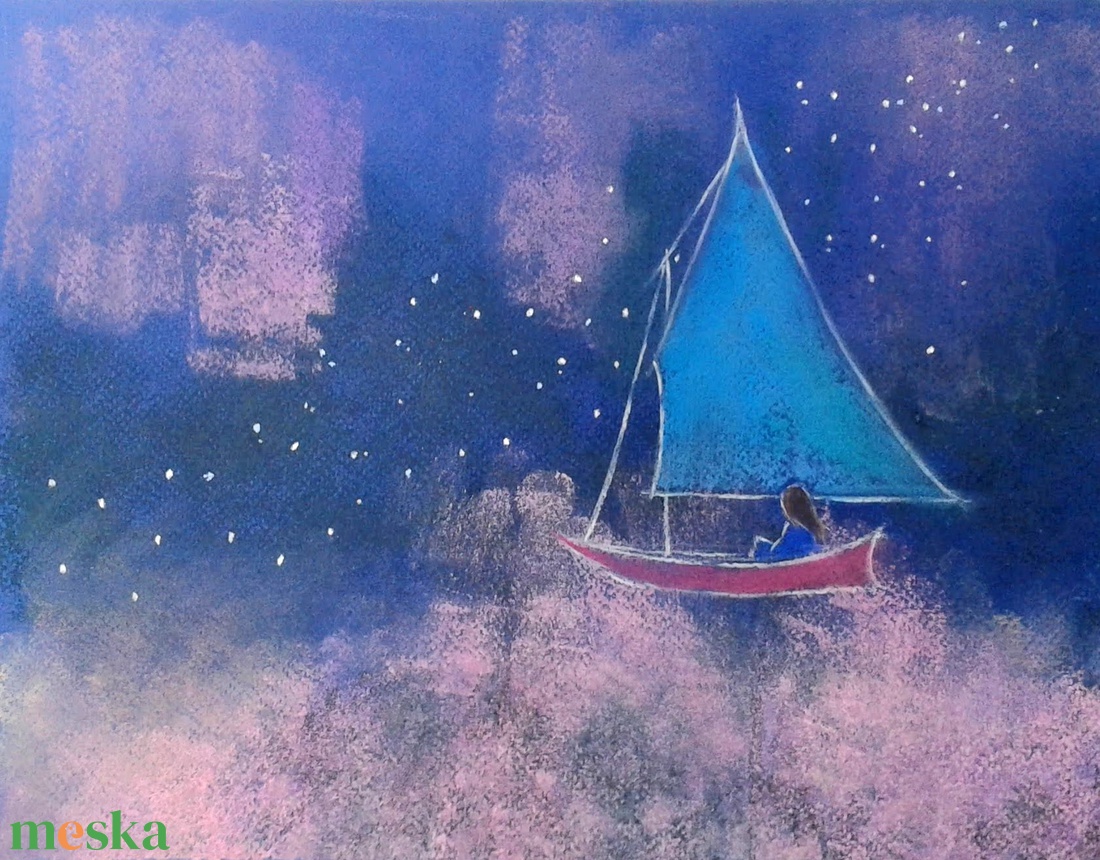 Kis hajó - művészet - festmény - pasztell - Meska.hu
