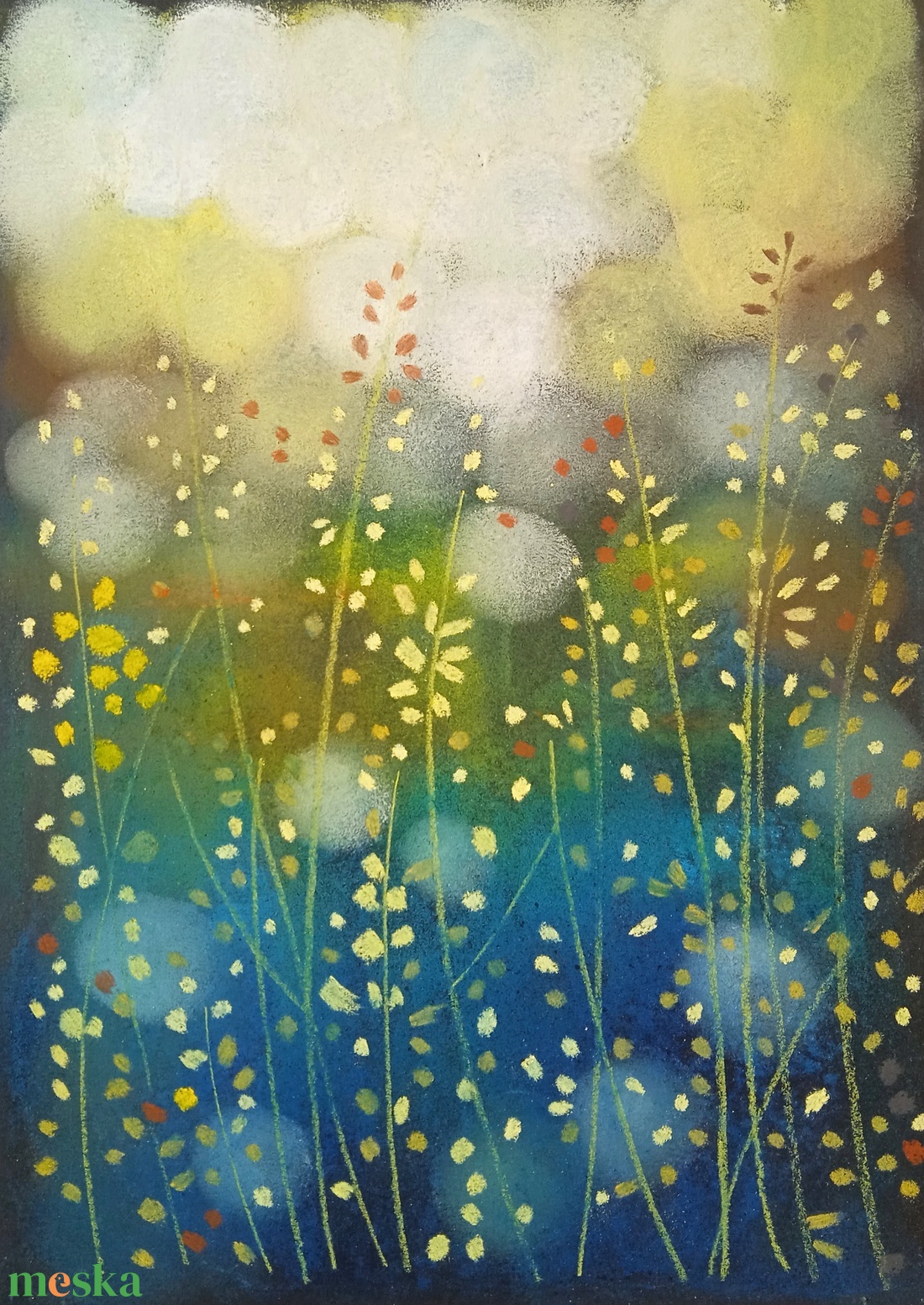 Hajnali mező - művészet - festmény - pasztell - Meska.hu