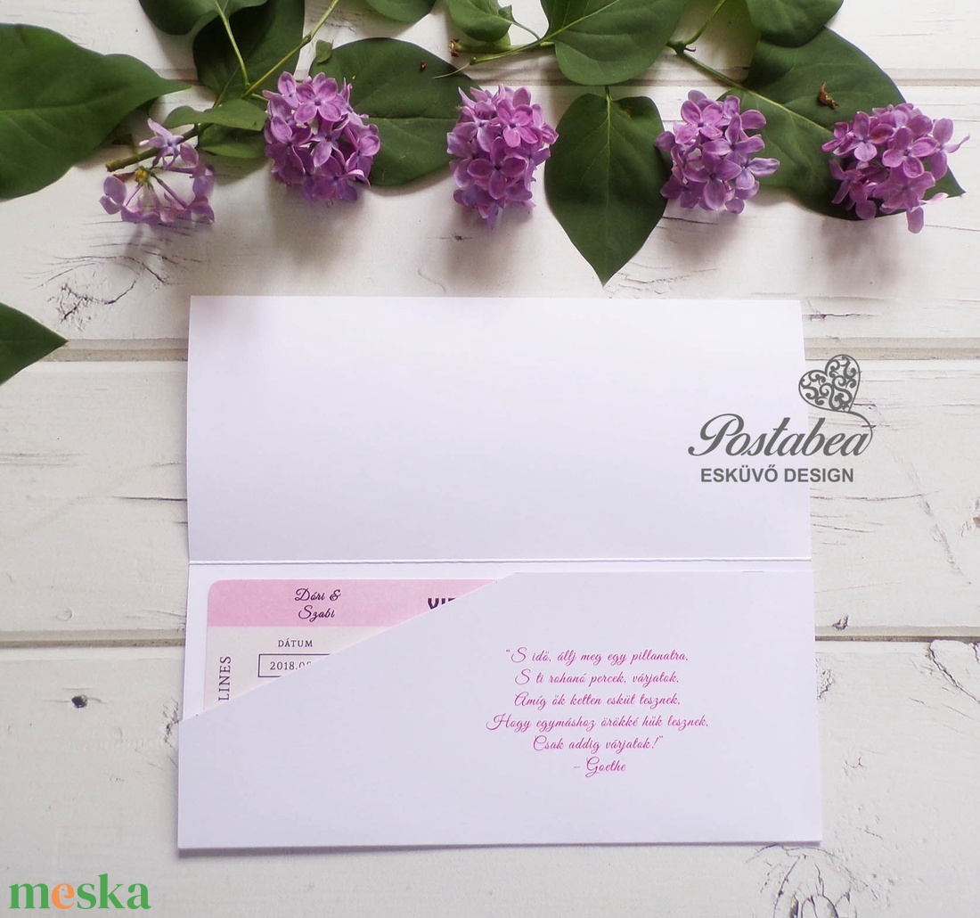 Repülőjegy esküvői meghívó, beszállókártya esküvői meghívó - esküvő - meghívó & kártya - meghívó - Meska.hu